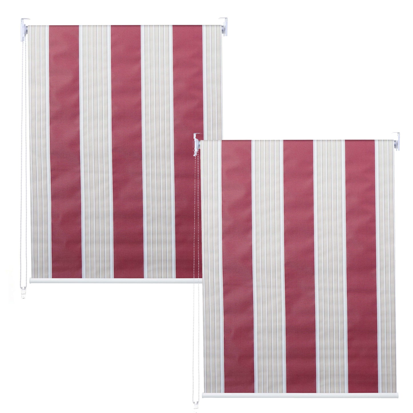 Set van 2 rolgordijnen MCW-D52, raamrolgordijn zijdelings uittrekbaar, 120x230cm ondoorzichtige zonwering ~ rood/wit/beige