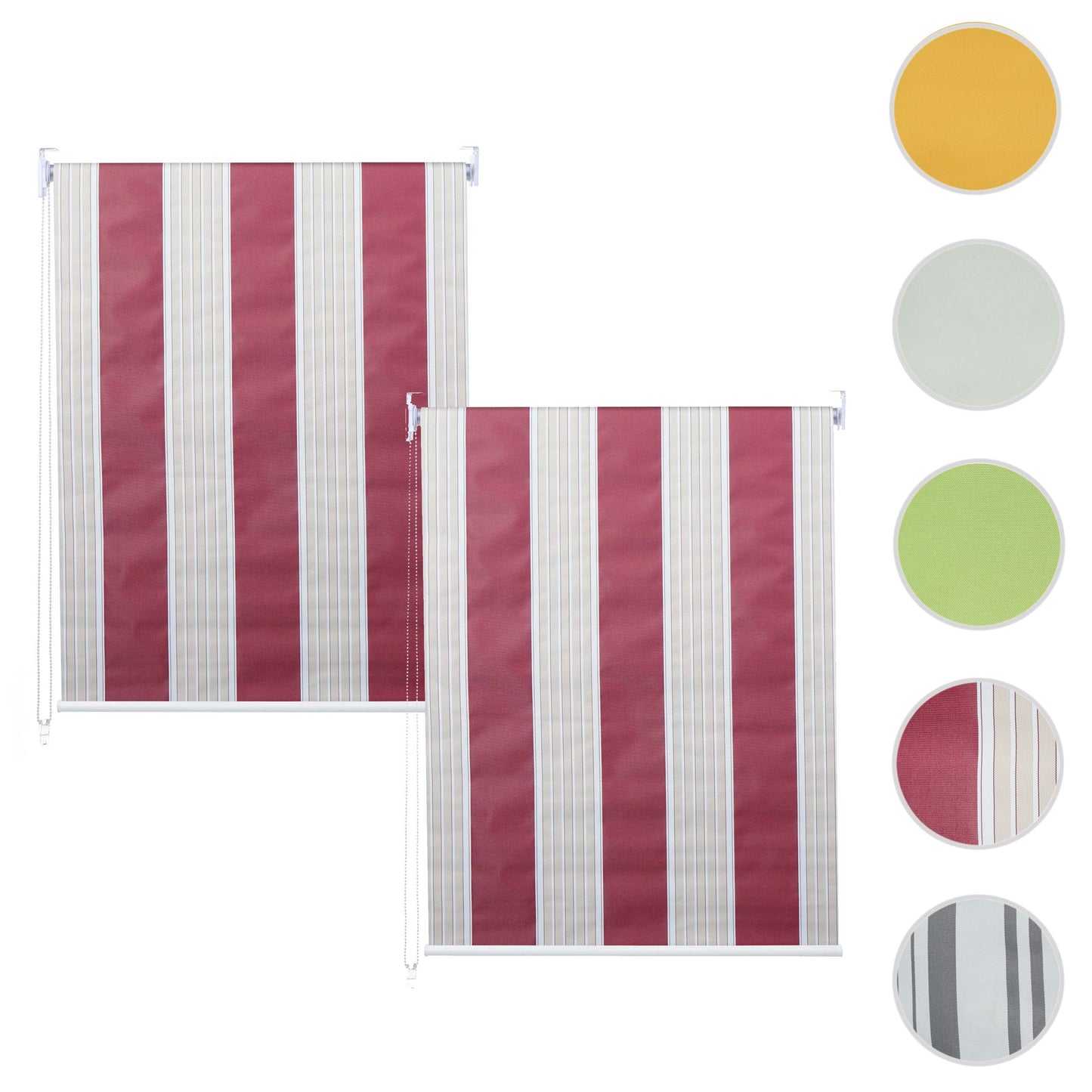 Set van 2 rolgordijnen MCW-D52, raamrolgordijn zijdelings uittrekbaar, 120x230cm ondoorzichtige zonwering ~ rood/wit/beige