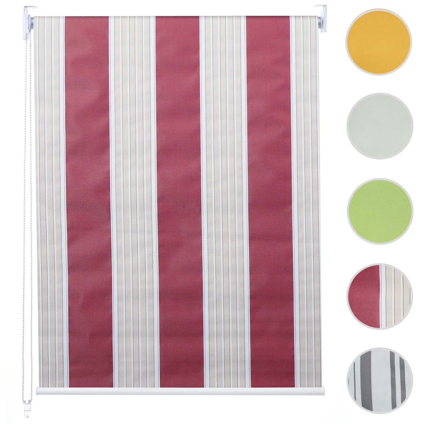 Rolgordijn MCW-D52, raamrolgordijn zijtrekgordijn, 110x230cm zonwering verduisterend ondoorzichtig ~ rood/wit/beige