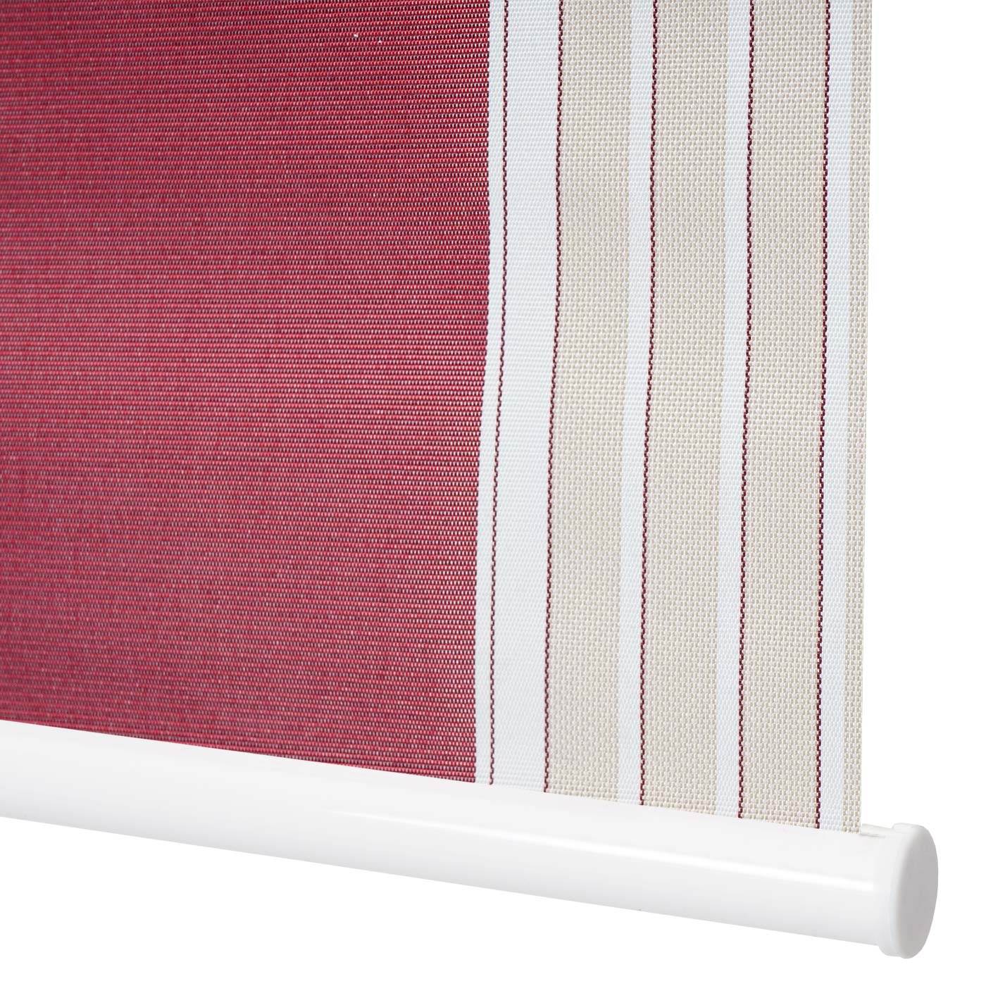 Set van 2 rolgordijnen MCW-D52, raamrolgordijn zijdelings uittrekbaar, 120x230cm ondoorzichtige zonwering ~ rood/wit/beige