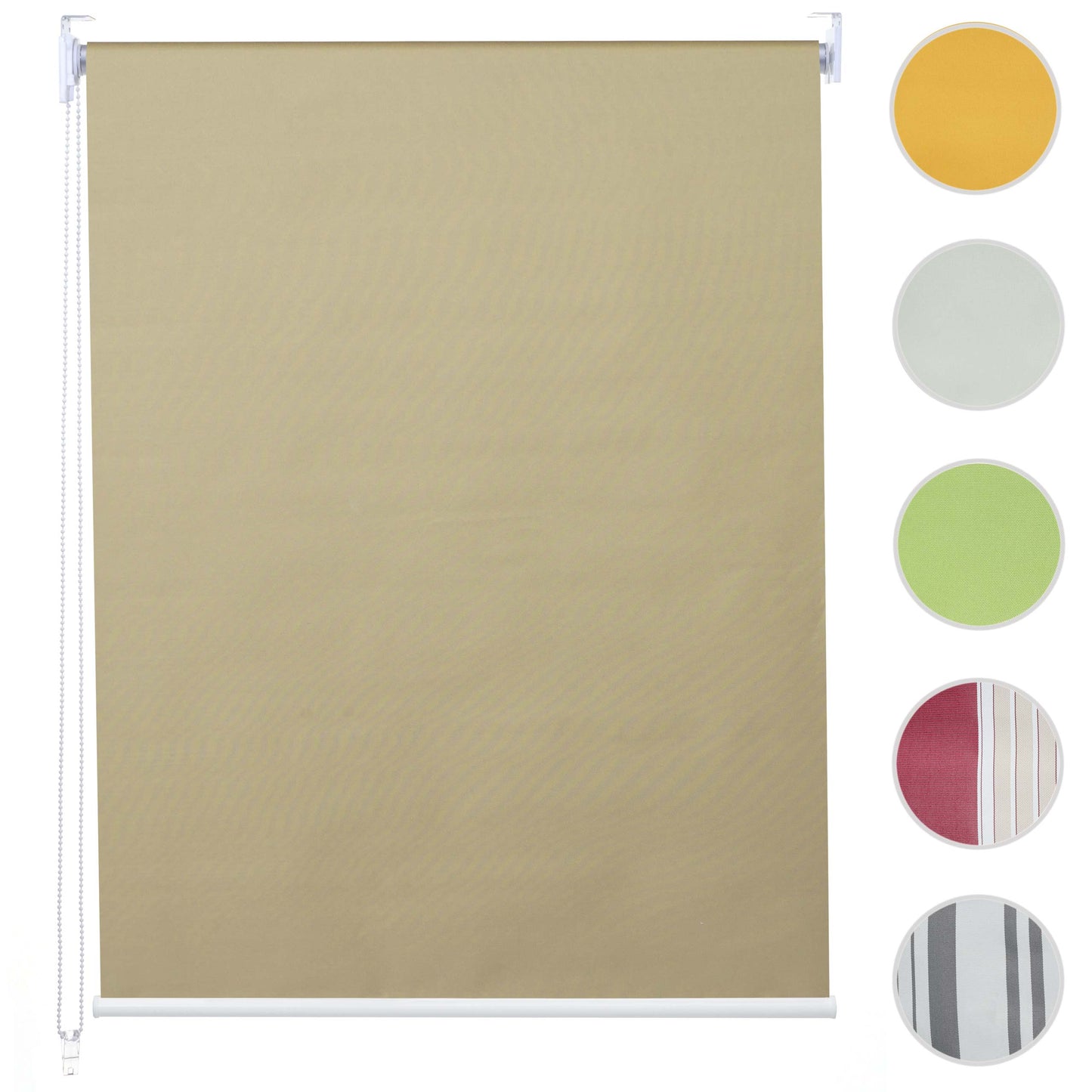 Rolgordijn MCW-D52, raamrolgordijn zijtrekgordijn, 120x230cm zonwering verduisterend ondoorzichtig ~ beige