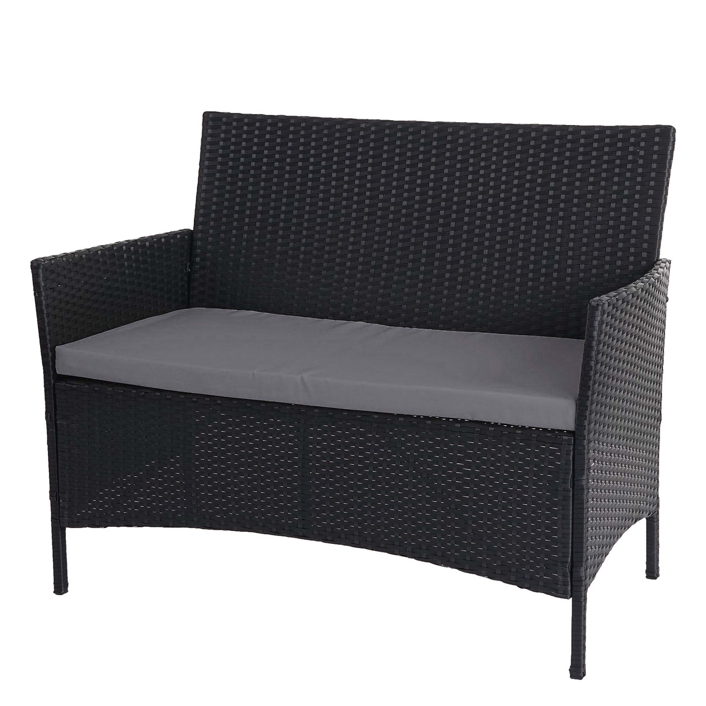 Poly-rattan tuinbank Halden, zitbank ~ antraciet, antraciet kussens