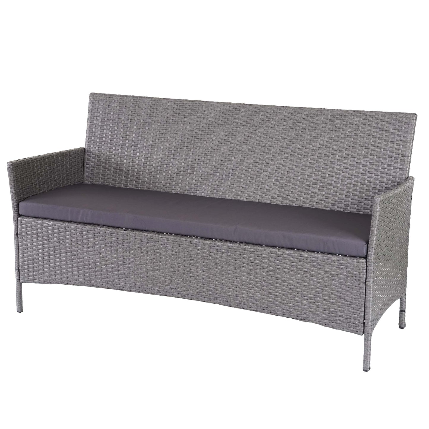 3-zits poly-rattan tuinbank Halden, bank ~ grijs, antraciet kussens
