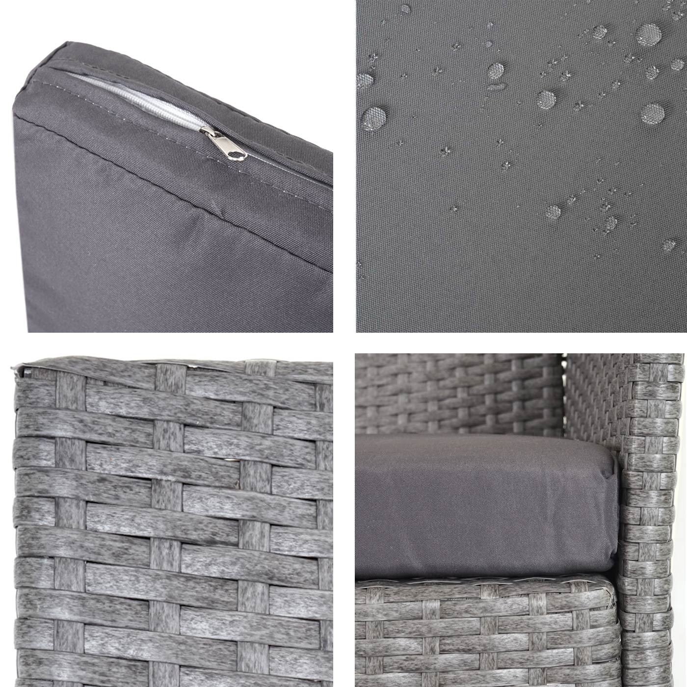 3-zits poly-rattan tuinbank Halden, bank ~ grijs, antraciet kussens