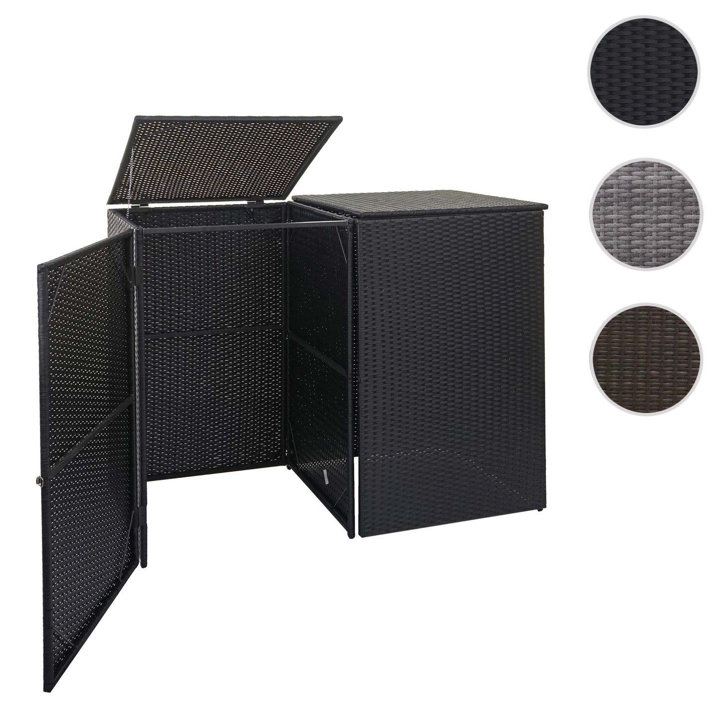 2-bakken-afvalemmerhoes MCW-E25, afvalemmerhoes, poly rotan 2x120l ~ zwart