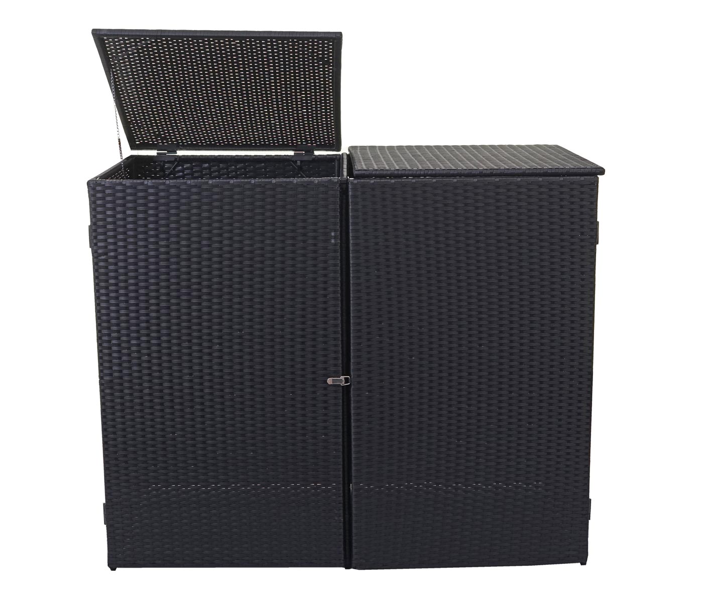 2-bakken-afvalemmerhoes MCW-E25, afvalemmerhoes, poly rotan 2x120l ~ zwart
