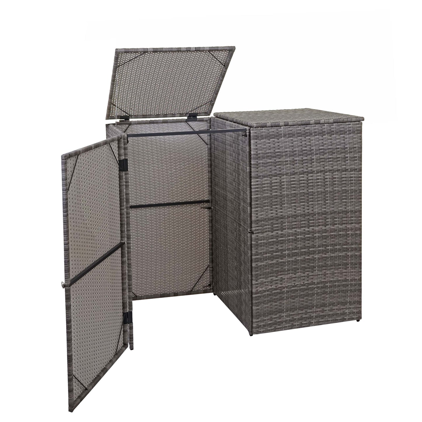 2-bins afvalbak deksel MCW-E25, afvalbak deksel afvalbak, poly rattan 2x120l ~ grijs
