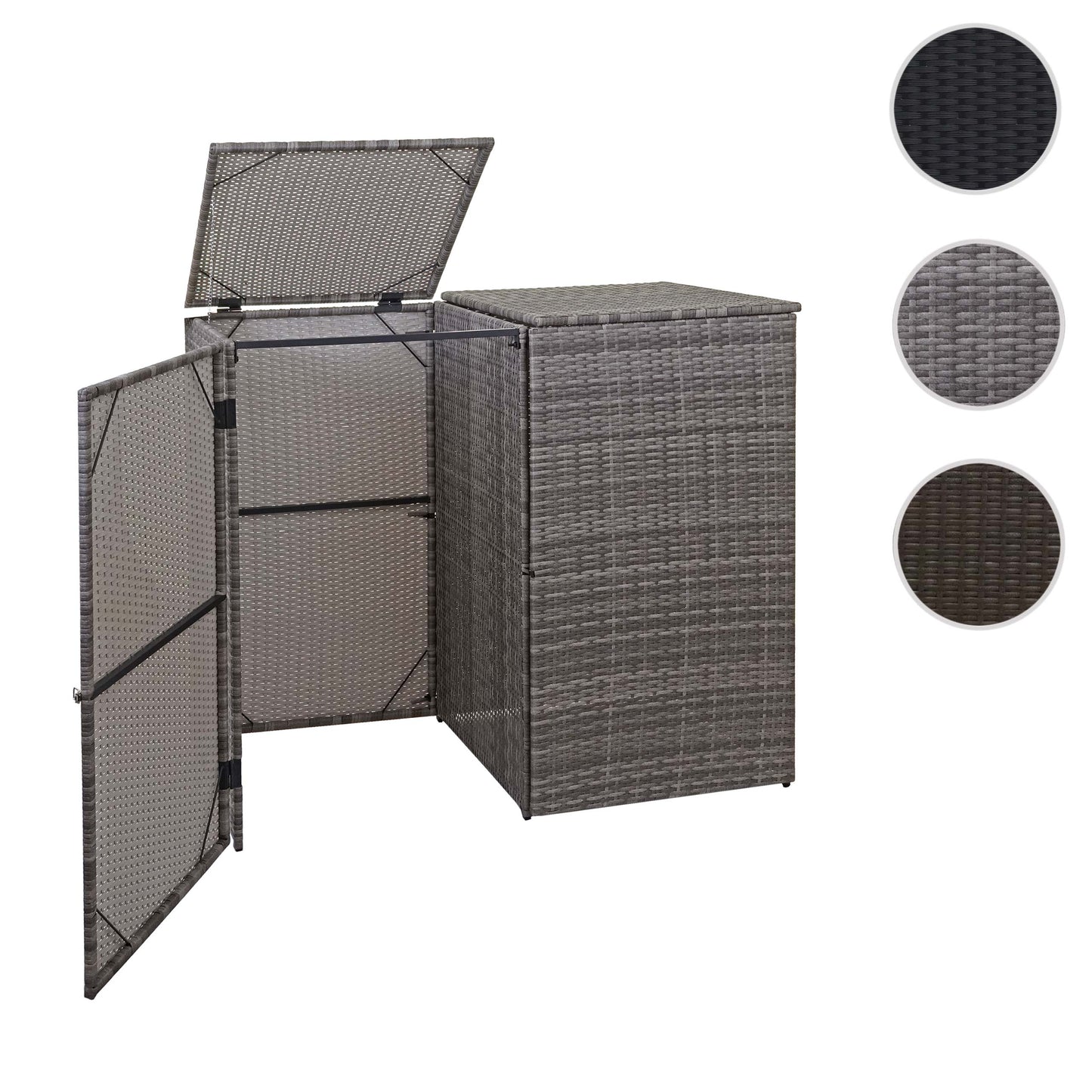 2-bins afvalbak deksel MCW-E25, afvalbak deksel afvalbak, poly rattan 2x120l ~ grijs
