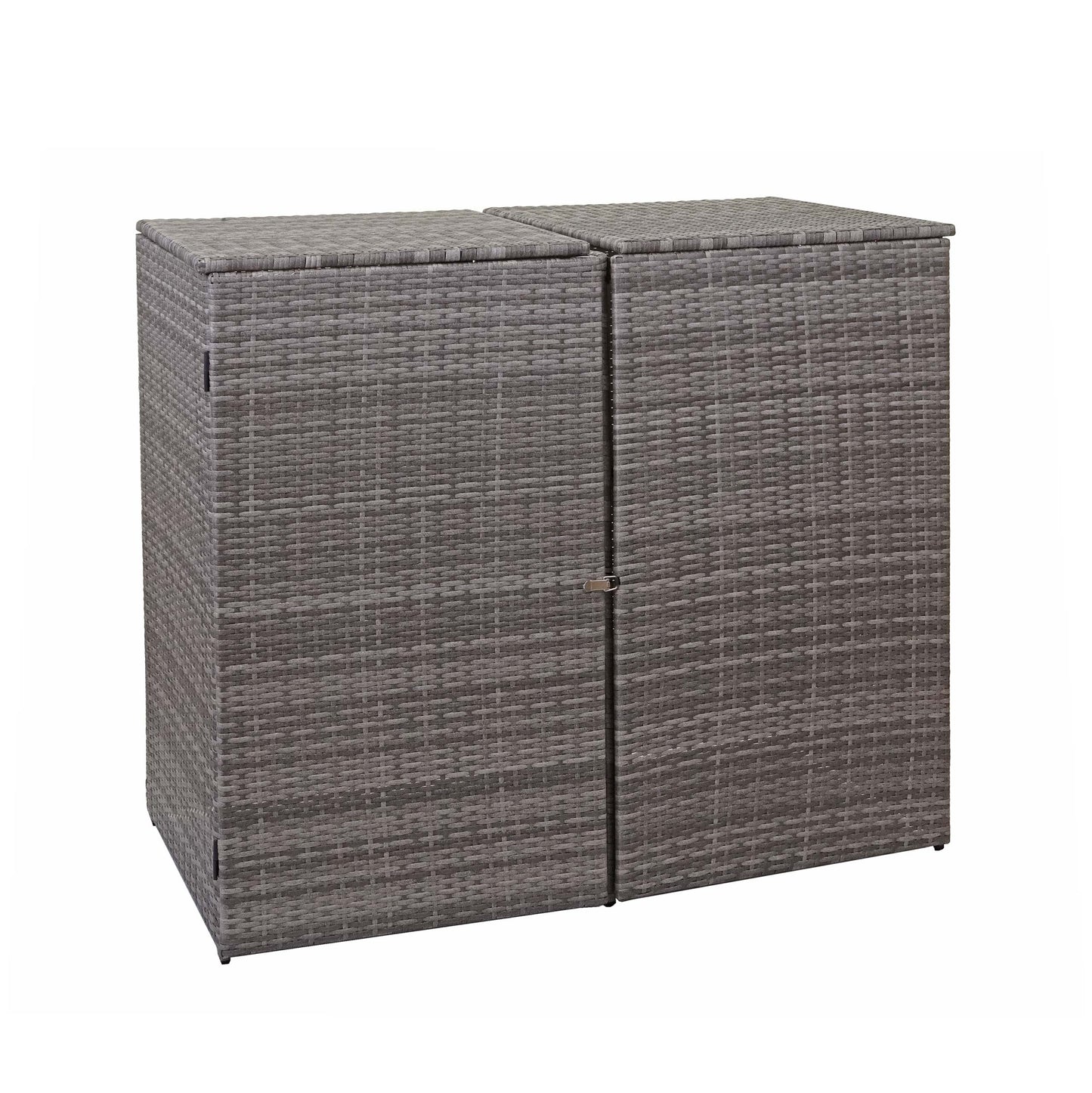 2-bins afvalbak deksel MCW-E25, afvalbak deksel afvalbak, poly rattan 2x120l ~ grijs