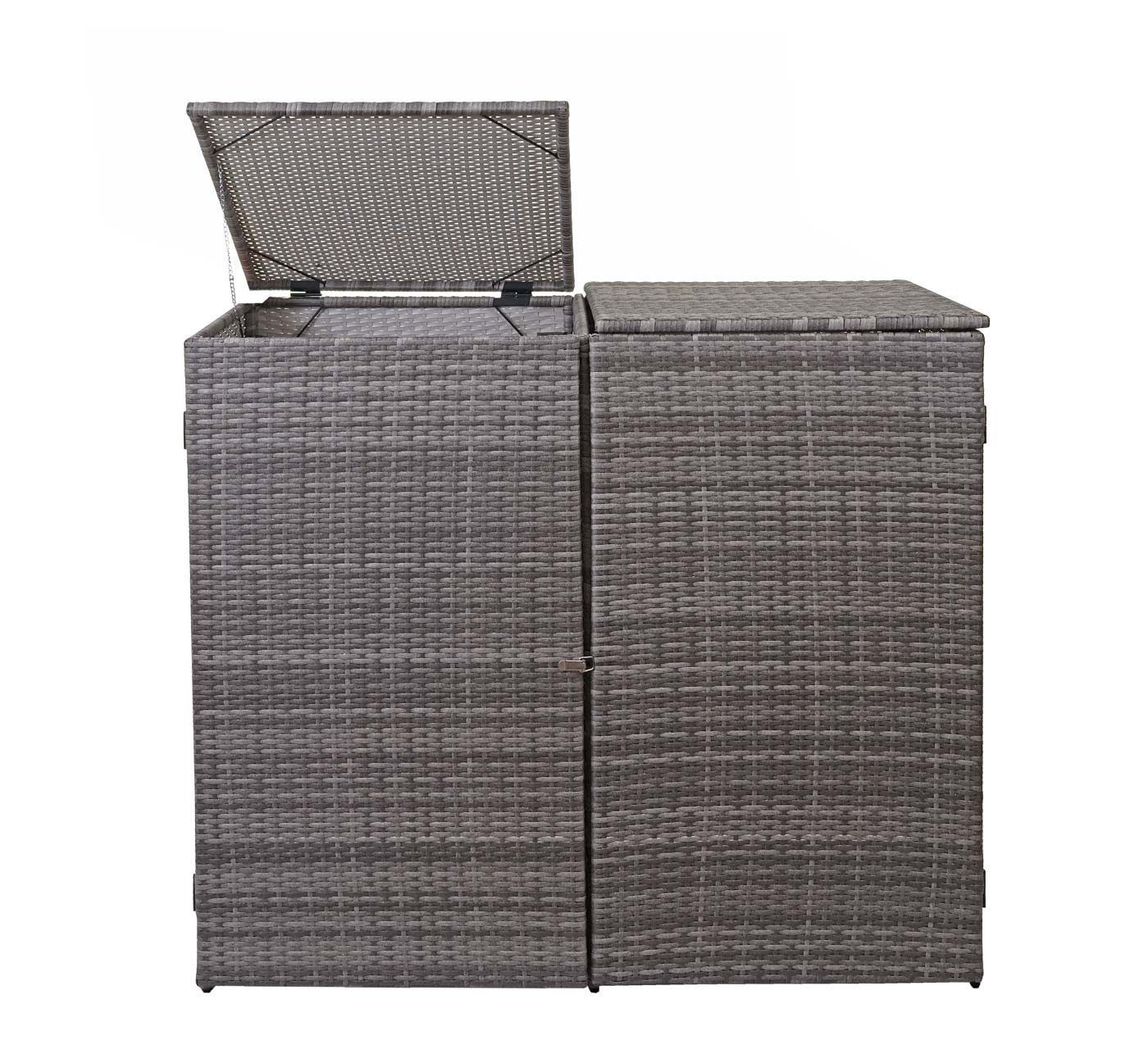 2-bins afvalbak deksel MCW-E25, afvalbak deksel afvalbak, poly rattan 2x120l ~ grijs