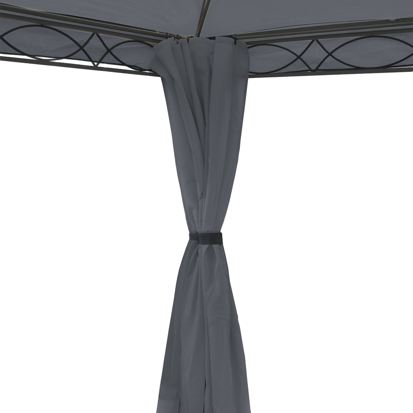 Pergola Cadiz, tuinpaviljoen, stevig 7cm frame met zijwand + muggengaas ~ grijs 4x3m