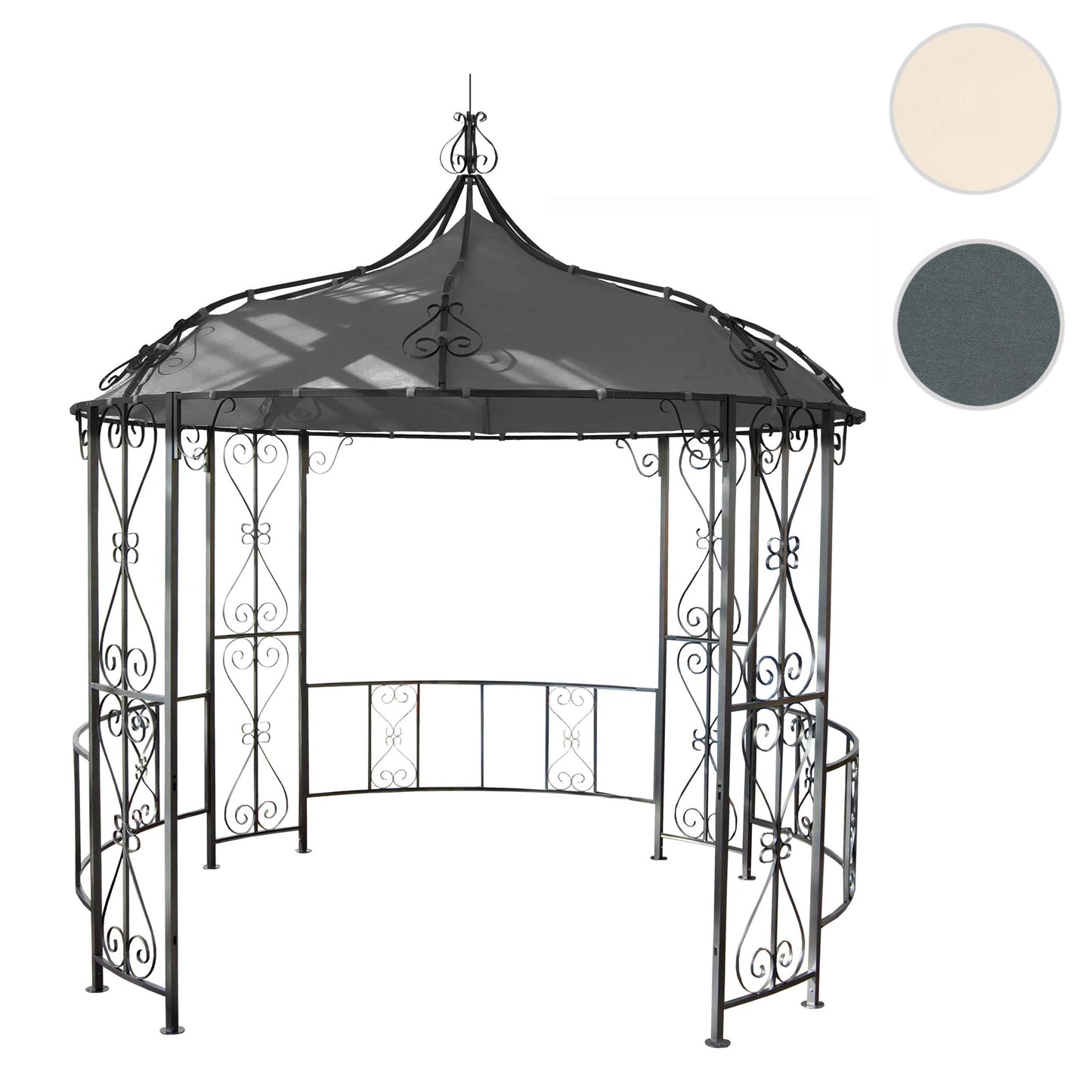 Pergola Almeria, rond tuinpaviljoen, stevig stalen frame Ø 3m ~ grijs