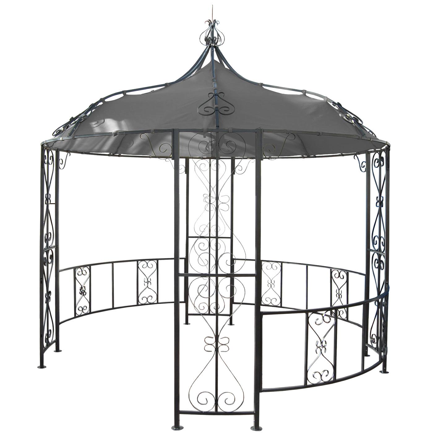 Pergola Almeria, rond tuinpaviljoen, stevig stalen frame Ø 3m ~ grijs