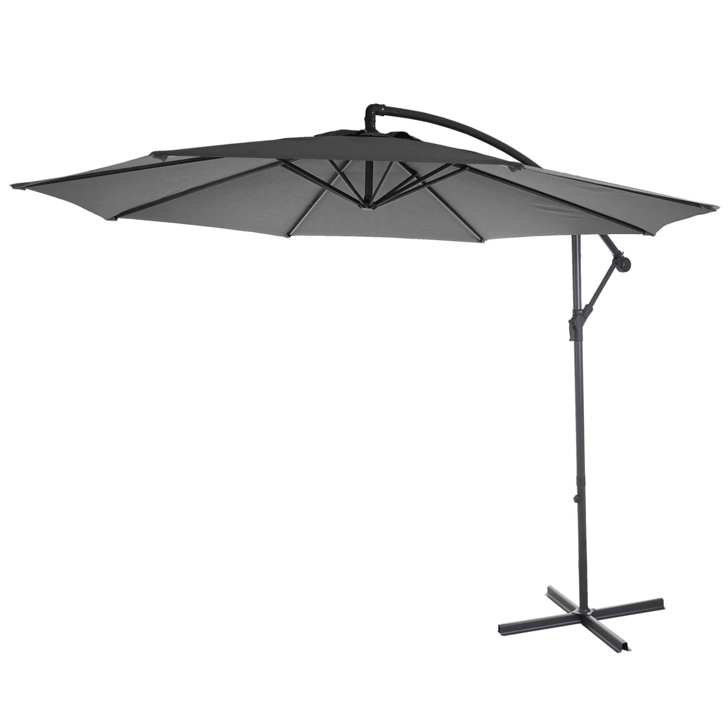 Acerra zweefparasol, parasol, Ø 3m kantelbaar, polyester/staal 11kg ~ grijs zonder voet