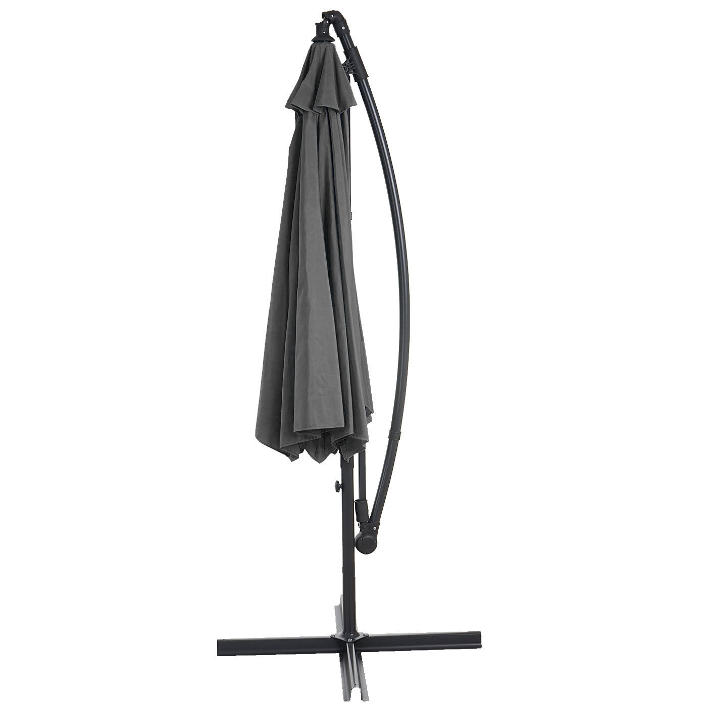 Acerra zweefparasol, parasol, Ø 3m kantelbaar, polyester/staal 11kg ~ grijs zonder voet