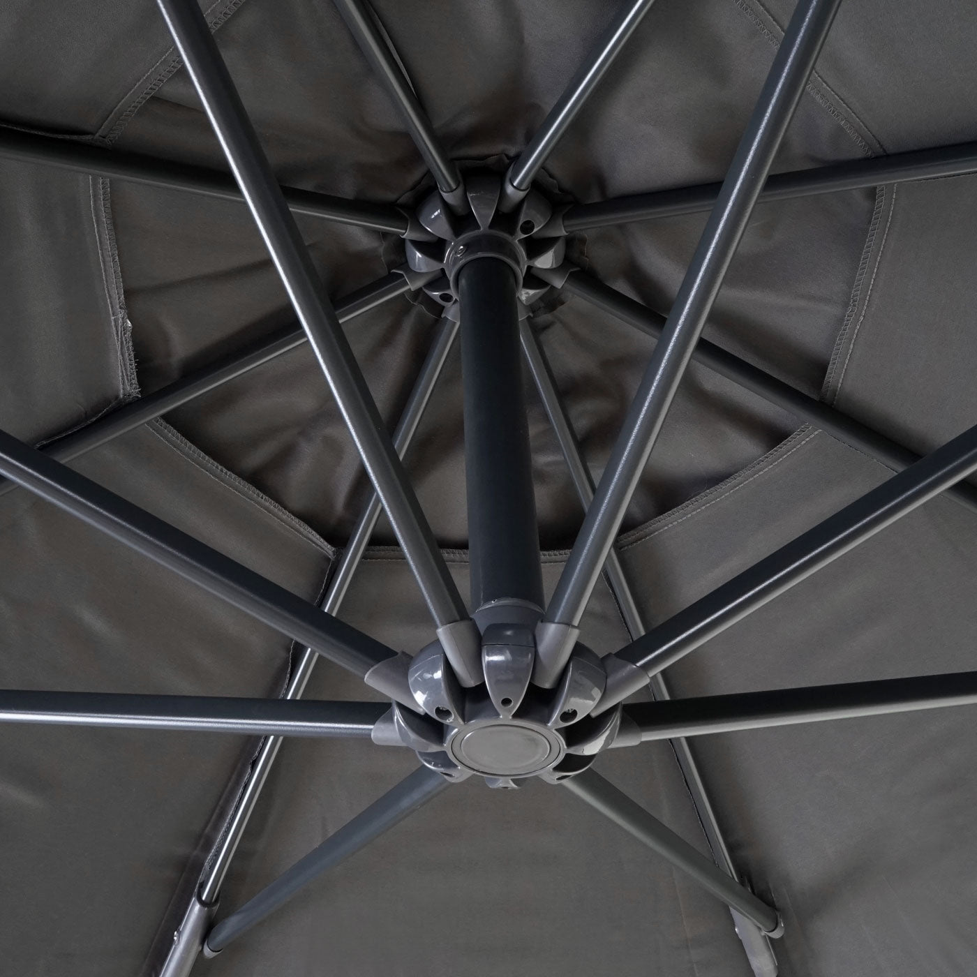 Acerra zweefparasol, parasol, Ø 3m kantelbaar, polyester/staal 11kg ~ grijs zonder voet