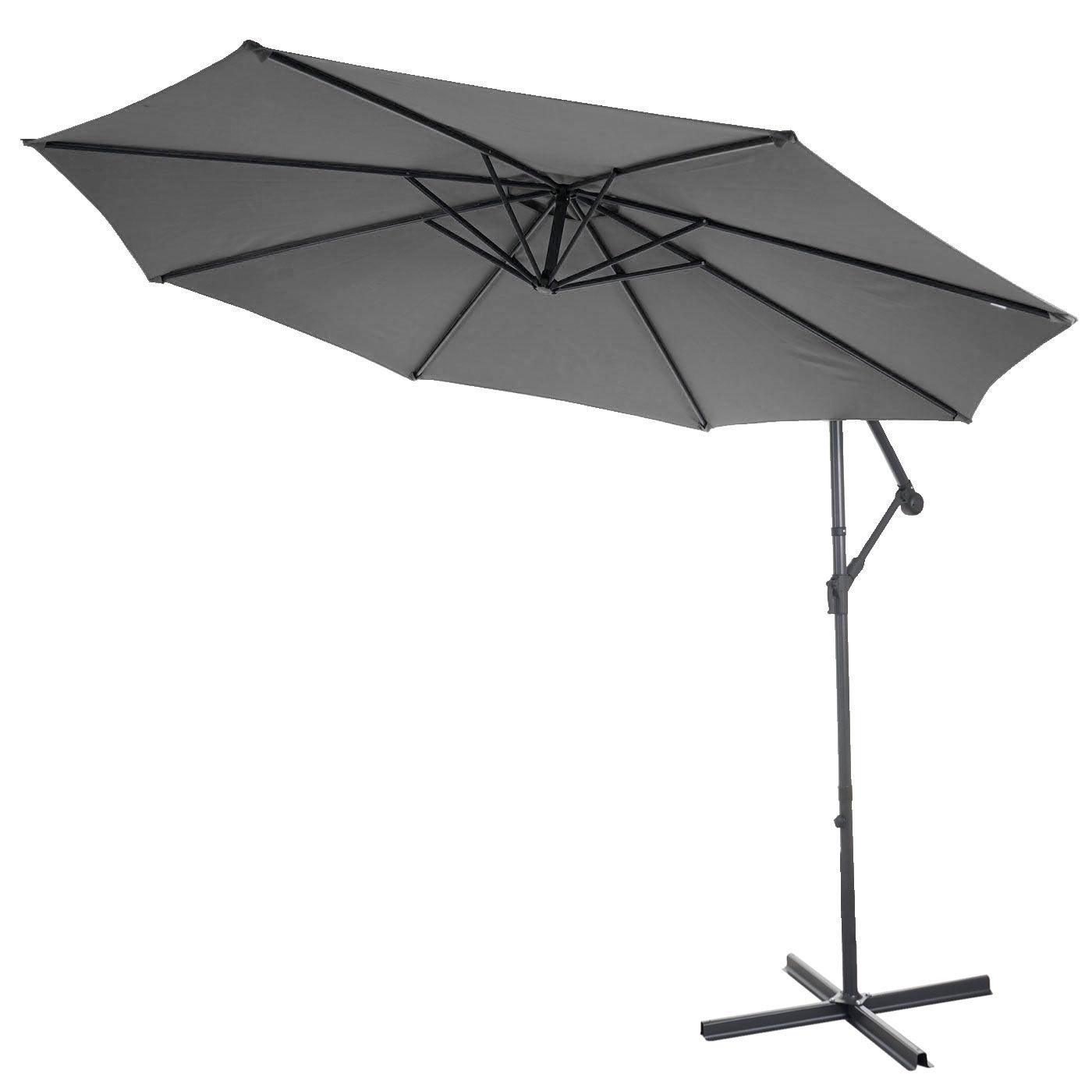 Acerra zweefparasol, parasol, Ø 3m kantelbaar, polyester/staal 11kg ~ grijs zonder voet