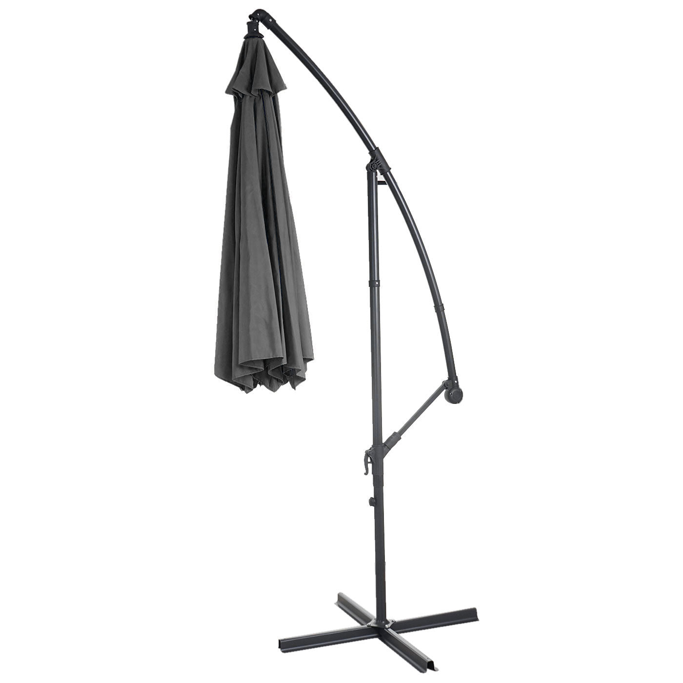 Acerra zweefparasol, parasol, Ø 3m kantelbaar, polyester/staal 11kg ~ grijs zonder voet