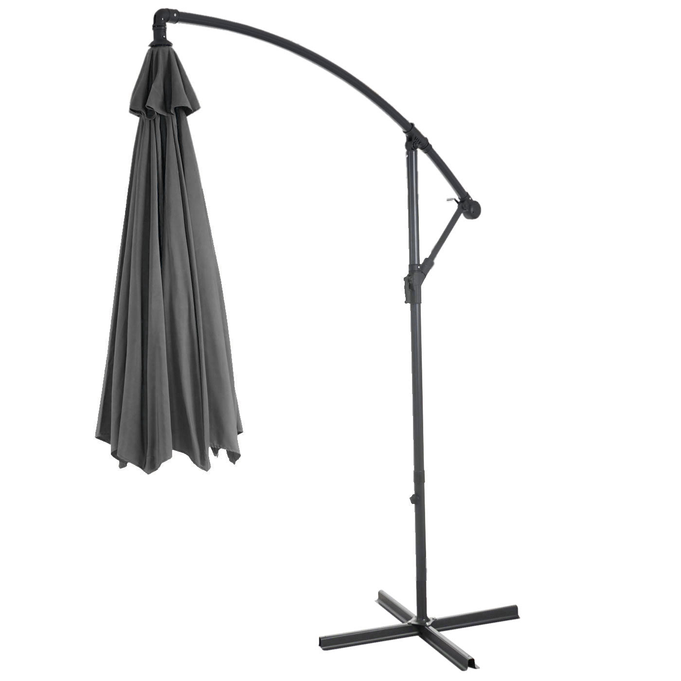 Acerra zweefparasol, parasol, Ø 3m kantelbaar, polyester/staal 11kg ~ grijs zonder voet