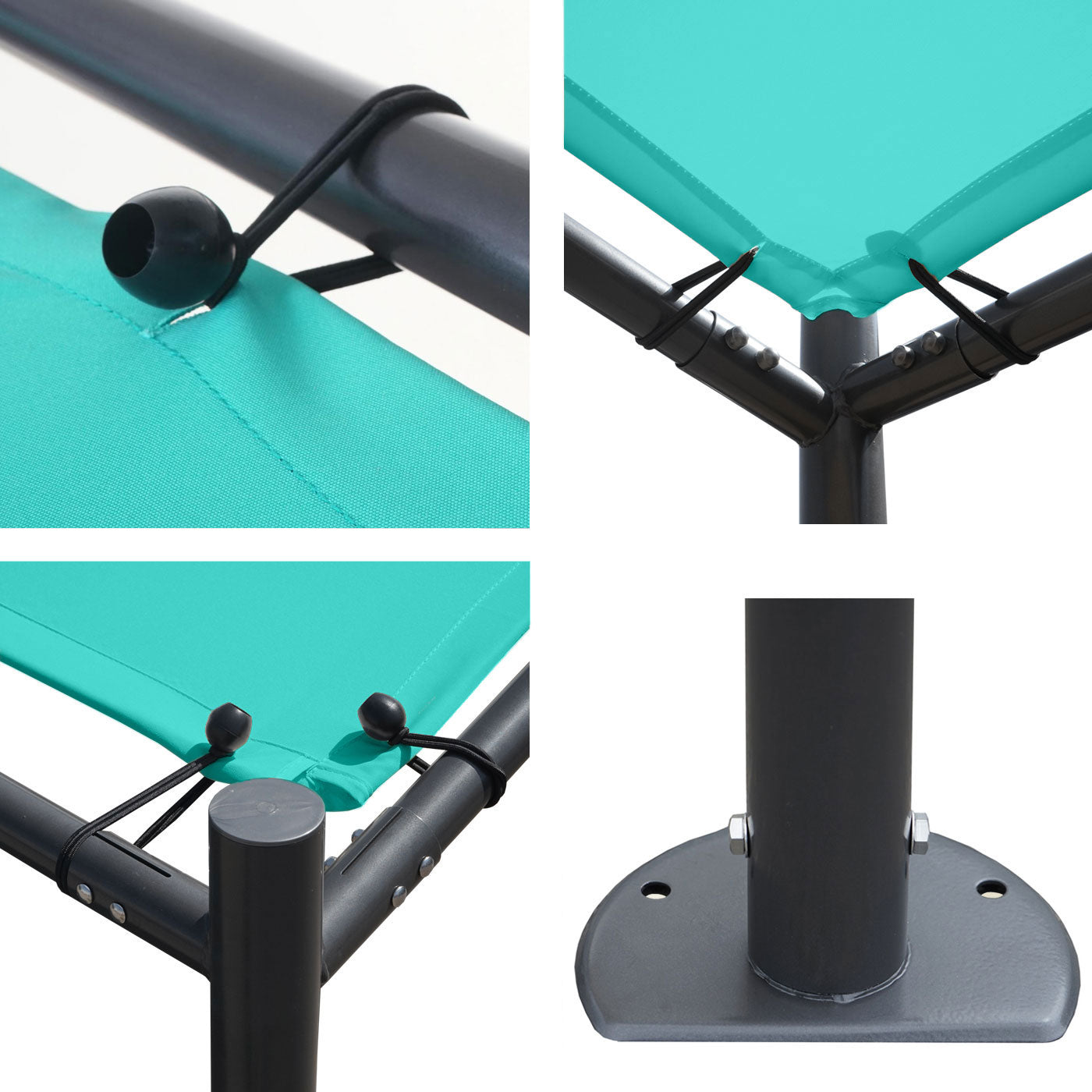 Pergola MCW-A22, aanbouw pergola tuinpaviljoen terrasoverkapping zonwering, 3x3m ~ turquoise + zijwand