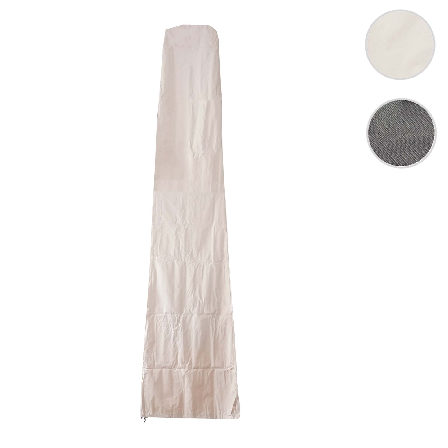 Beschermhoes 370cm voor 5x5m marktparasol MCW-D20, hoes met rits ~ crème