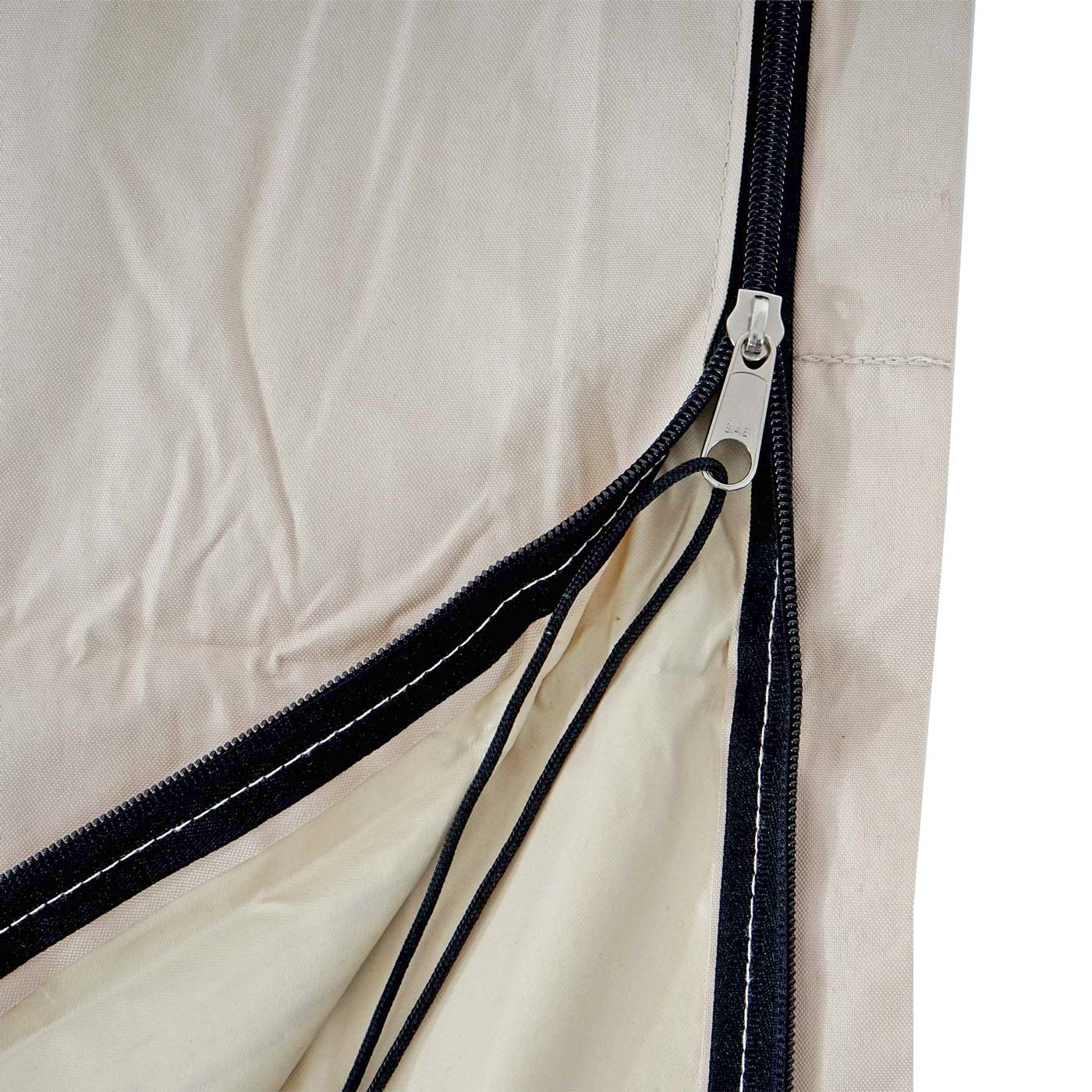 Beschermhoes 370cm voor 5x5m marktparasol MCW-D20, hoes met rits ~ crème