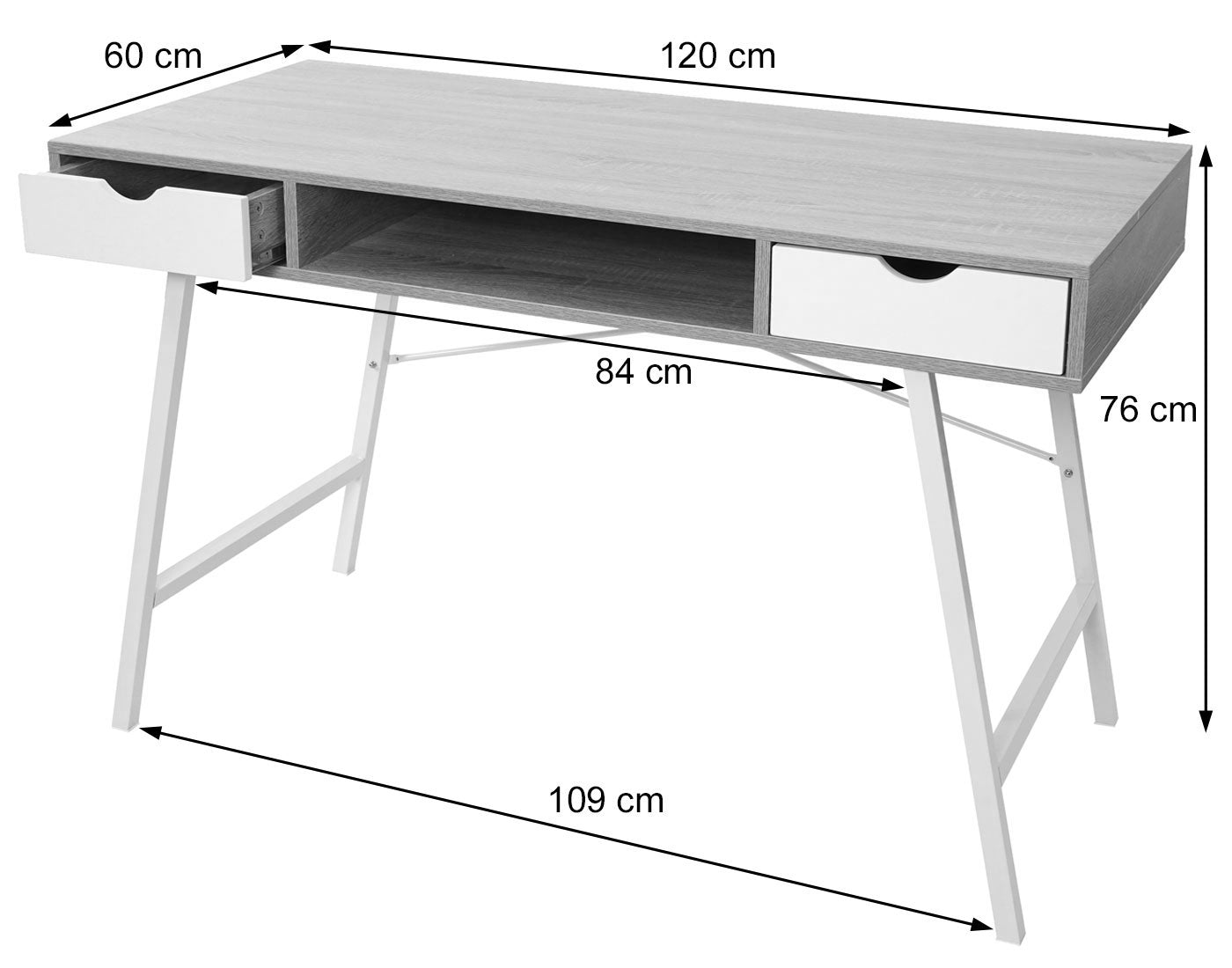 Bureau MCW-E92, bureau computerbureau, 3D structuur 120x60xcm ~ zwart