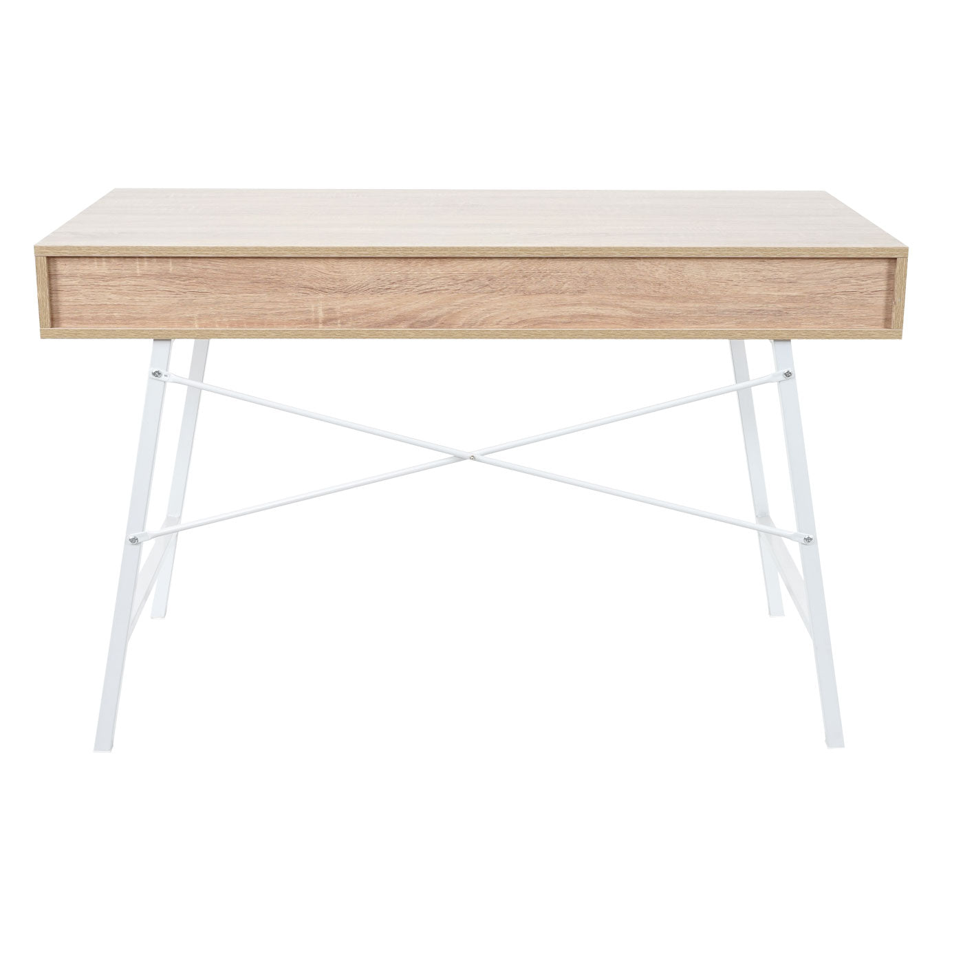 Bureau MCW-E92, bureau computerbureau, 3D structuur 120x60cm ~ natuurlijk bruin wit