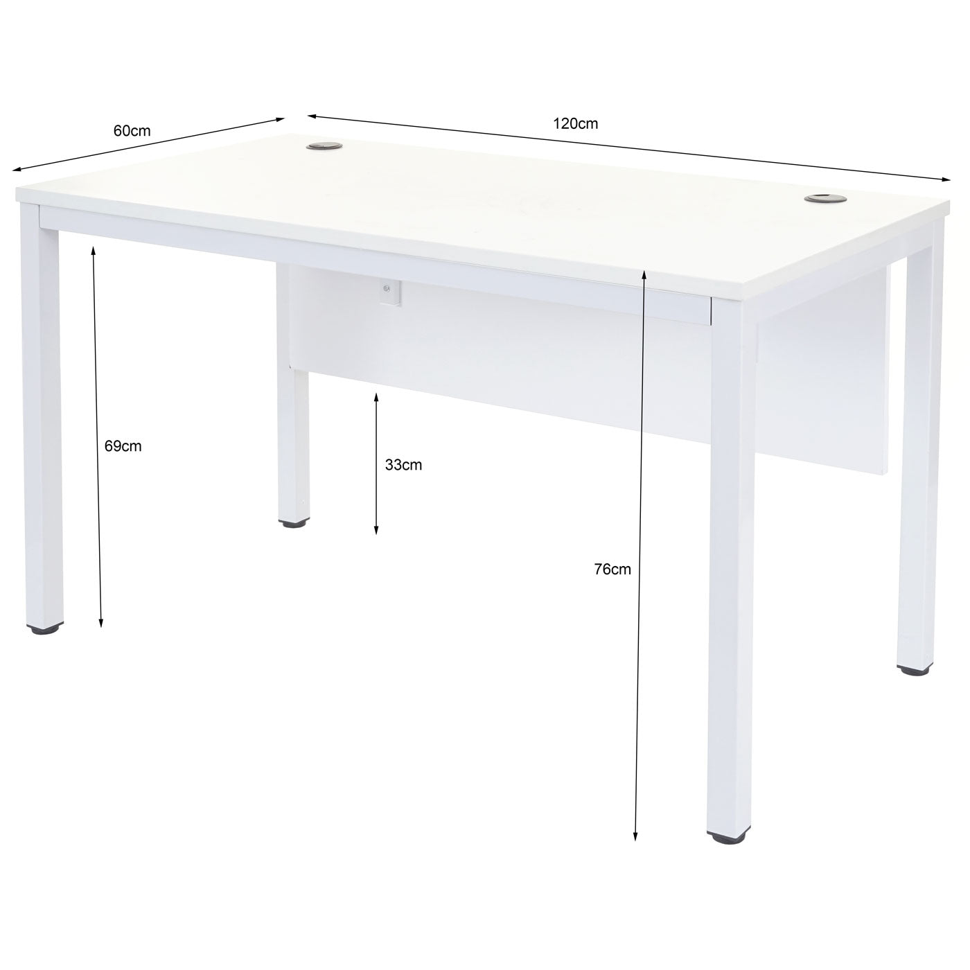 Bureau MCW-E94, bureau computer 120x60cm ~ naturel-wit