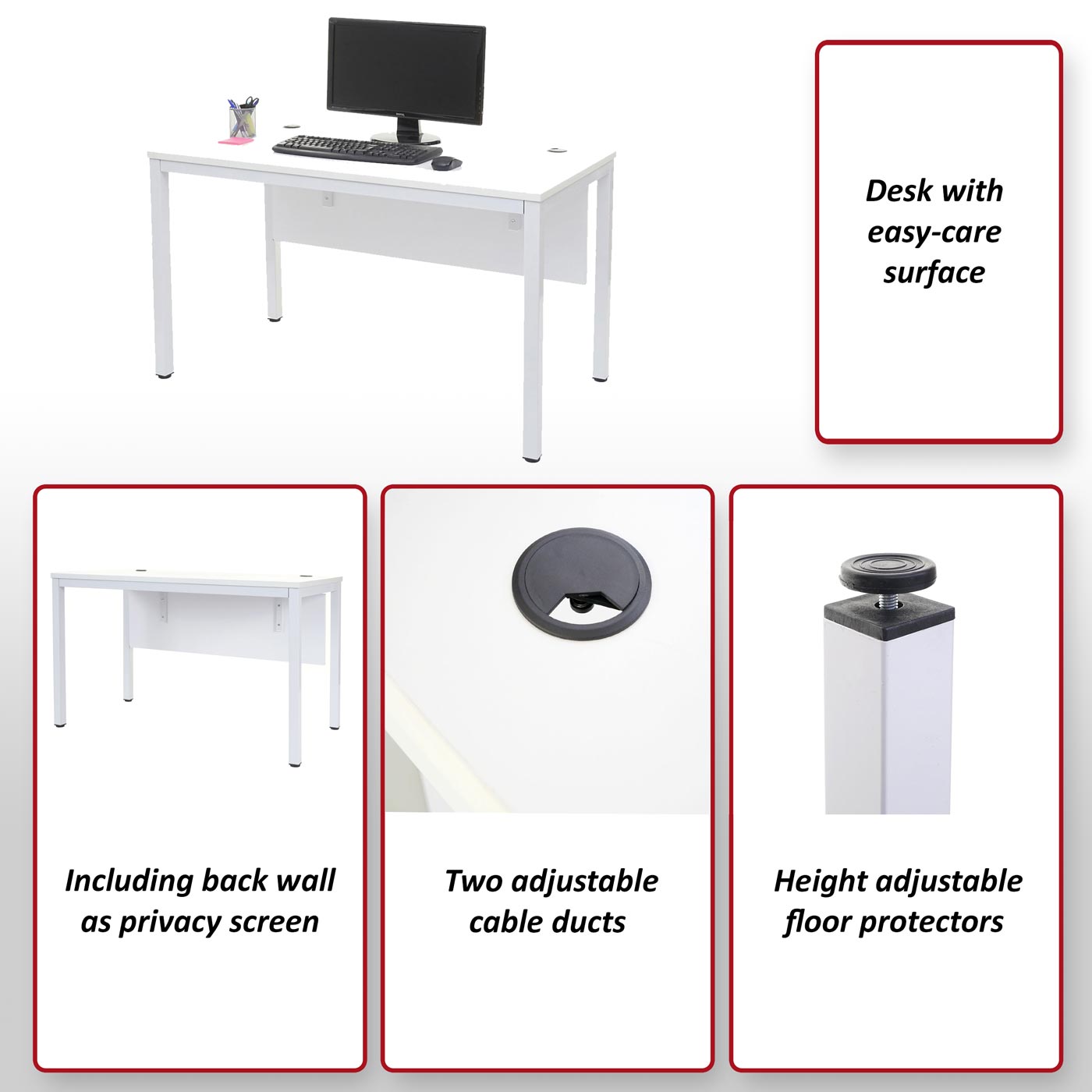 Bureau MCW-E94, bureau computer 120x60cm ~ naturel-wit