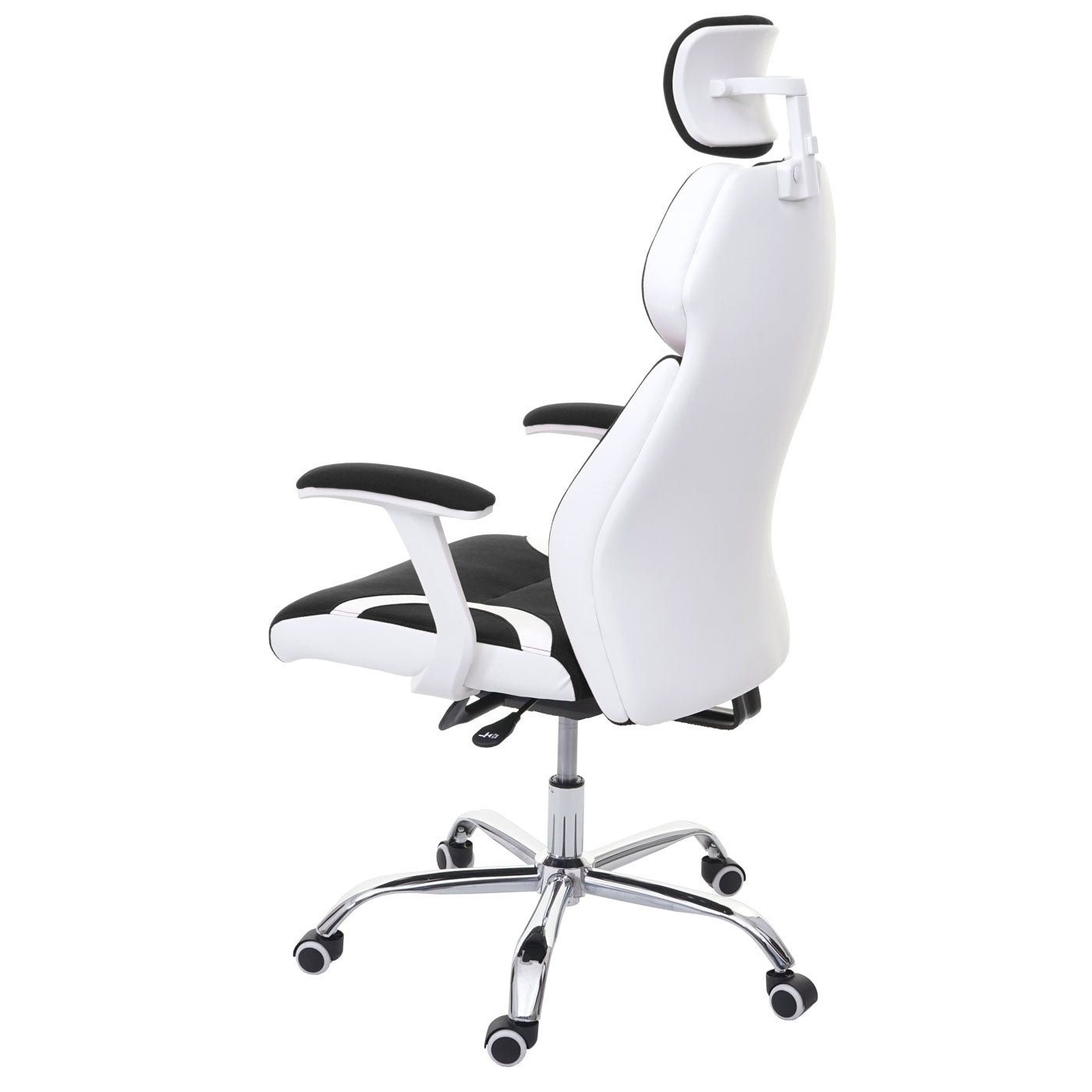 Bureaustoel MCW-F12, bureaustoel draaistoel racestoel, schuiffunctie stof/textiel + kunstleer ~ zwart/wit