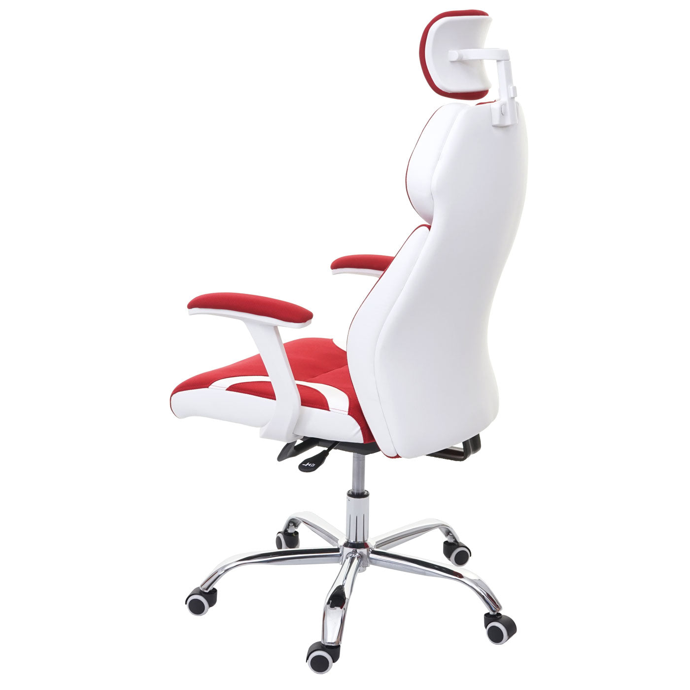 Bureaustoel MCW-F12, bureaustoel draaistoel directiestoel, schuiffunctie stof/textiel + kunstleer ~ rood/wit