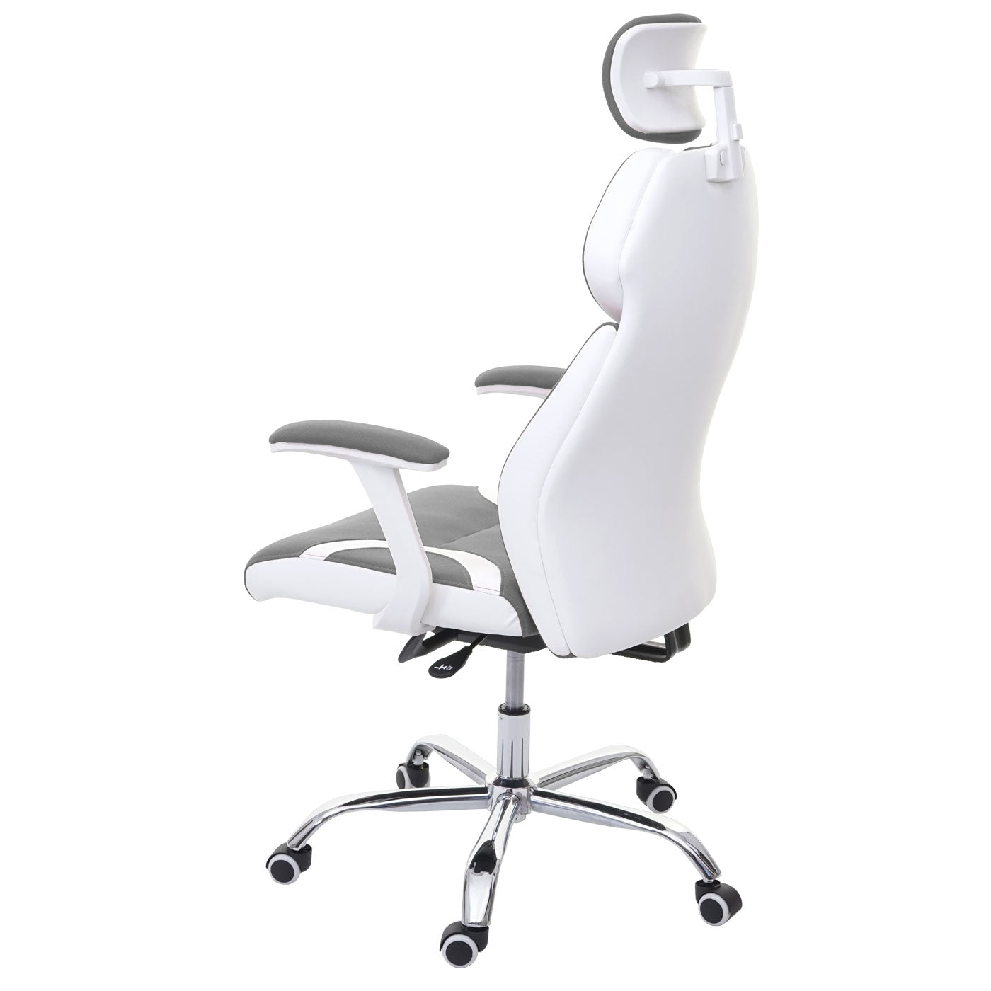 Bureaustoel MCW-F12, bureaustoel draaistoel racestoel, schuiffunctie stof/textiel + kunstleer ~ grijs/wit