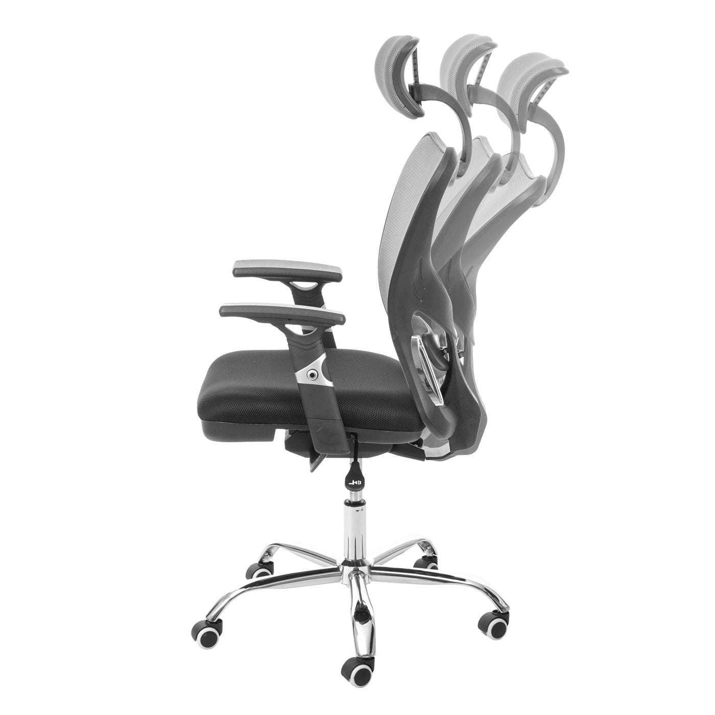 Bureaustoel MCW-F13, bureaustoel draaistoel, schuiffunctie 150kg belastbaar stof/textiel ~ zwart/grijs