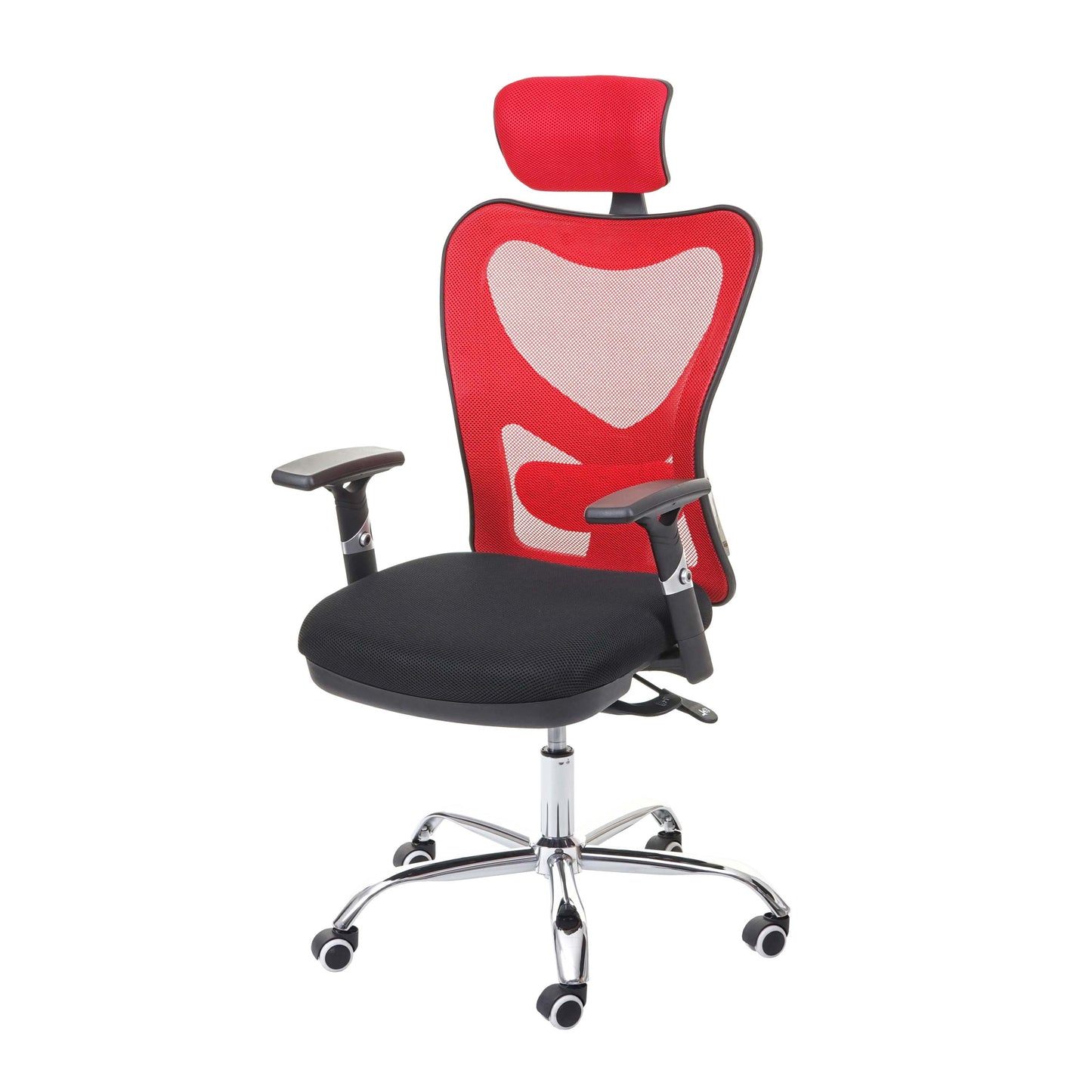 Bureaustoel MCW-F13, bureaustoel draaistoel, schuiffunctie 150kg belastbaar stof/textiel ~ zwart/rood