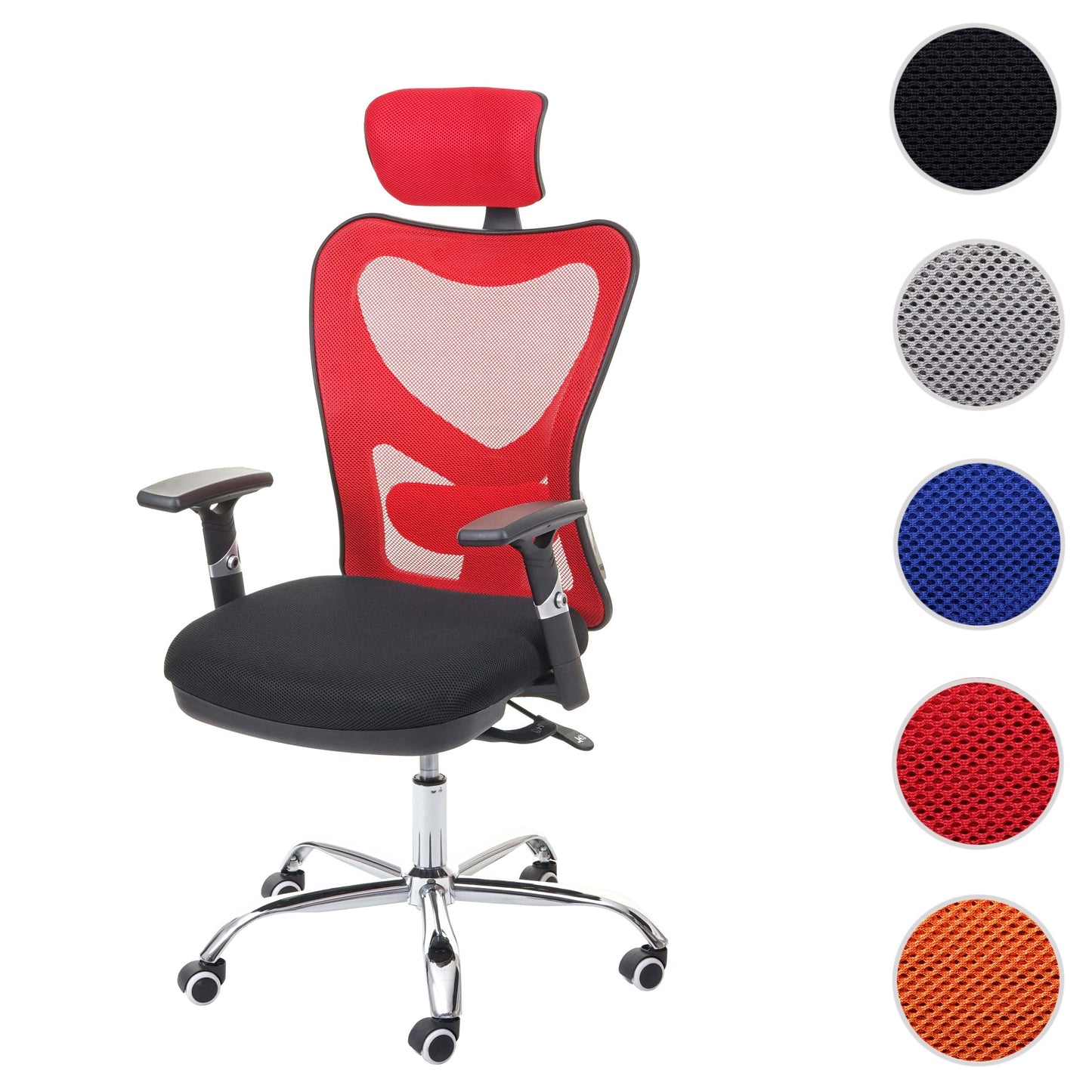 Bureaustoel MCW-F13, bureaustoel draaistoel, schuiffunctie 150kg belastbaar stof/textiel ~ zwart/rood