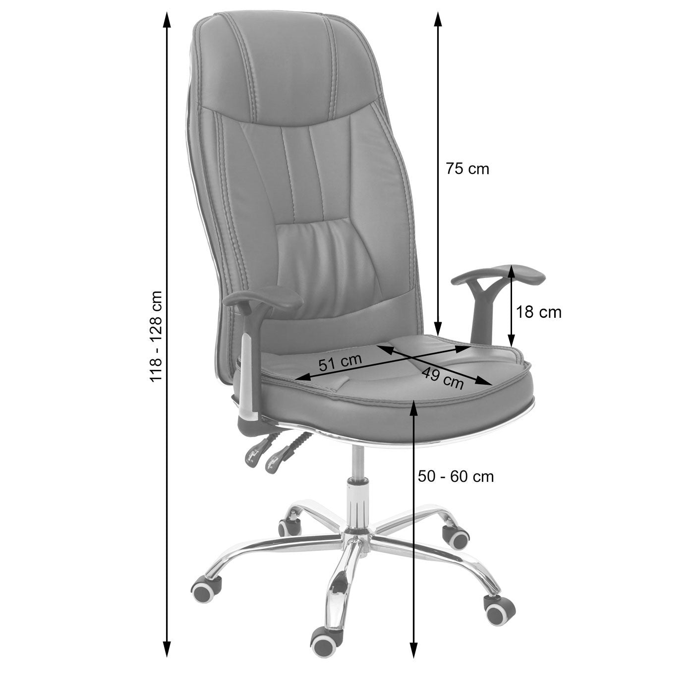 Bureaustoel MCW-F14, bureaustoel directiedraaistoel, 150kg belastbaar kunstleer ~ zwart