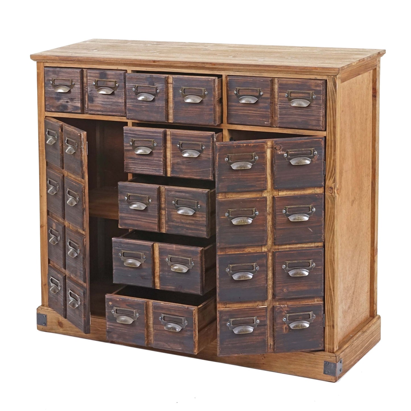 Apothekers ladenkast MCW-F33, ladekast, massief vintage dennenhout 90x100x35cm