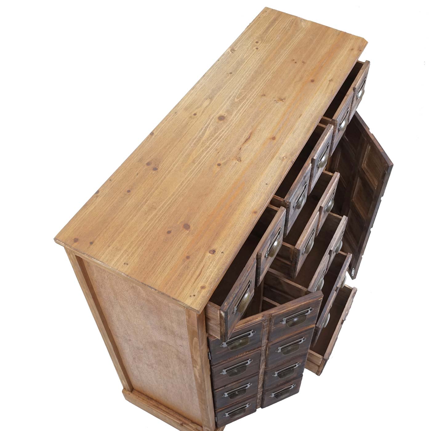 Apothekers ladenkast MCW-F33, ladekast, massief vintage dennenhout 90x100x35cm
