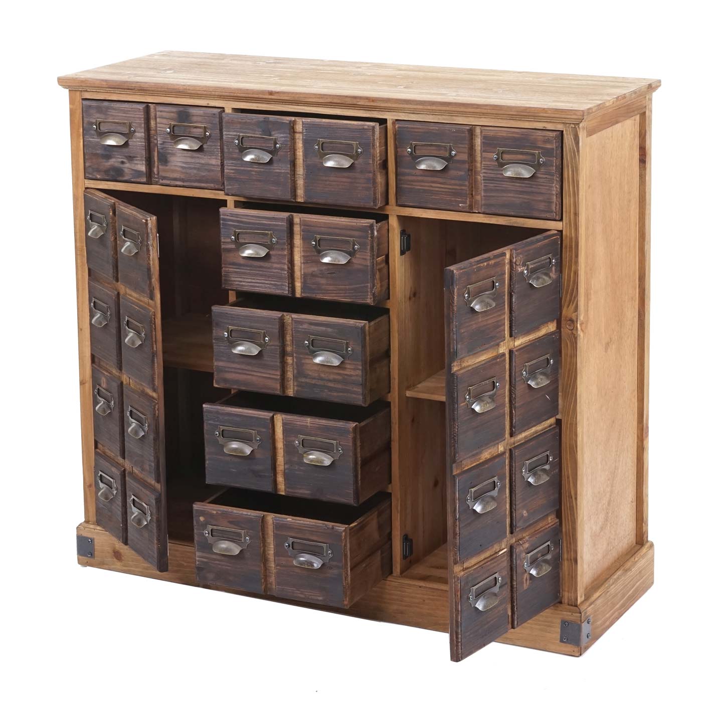 Apothekers ladenkast MCW-F33, ladekast, massief vintage dennenhout 90x100x35cm
