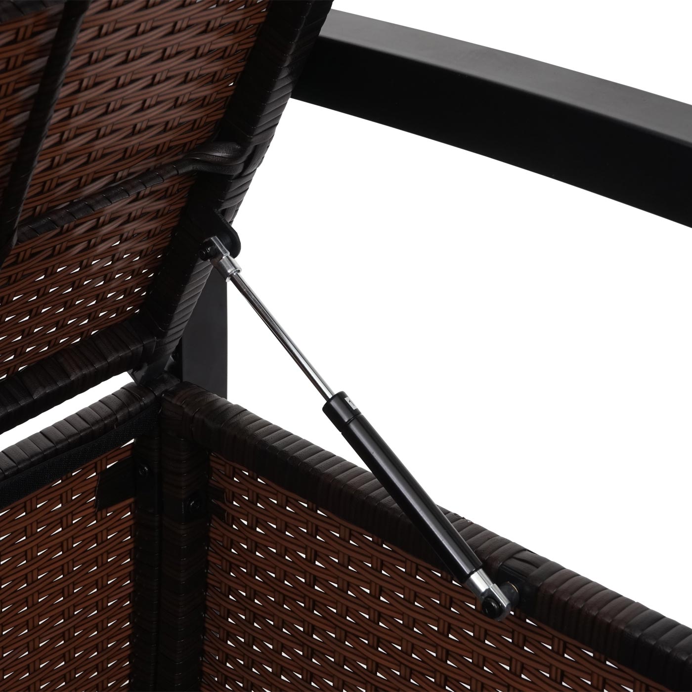 Poly-rattan 2-zitsbank MCW-F39, tuinbank kistbank, opbergvak opberg zitkussen ~ bruin, kussen groen