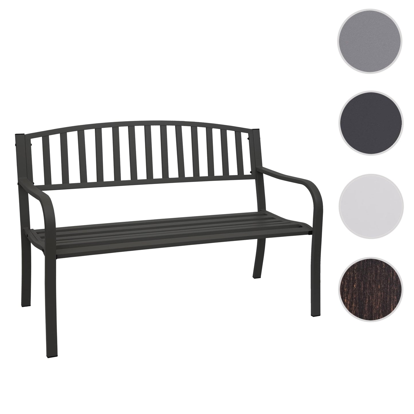Tuinbank MCW-F43, parkbank, 2-zits gepoedercoat staal ~ zwart
