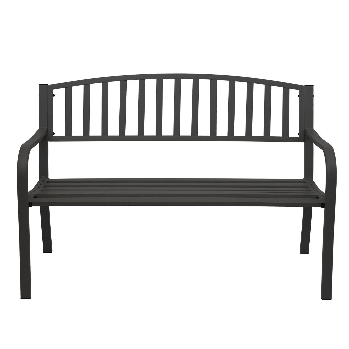 Tuinbank MCW-F43, parkbank, 2-zits gepoedercoat staal ~ zwart