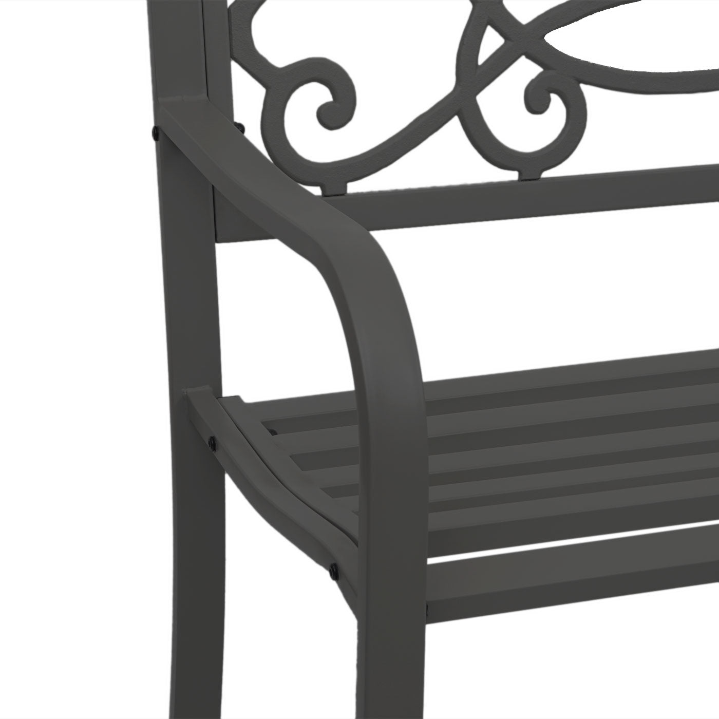 Tuinbank MCW-F44, parkbank, 2-zits gepoedercoat staal ~ zwart