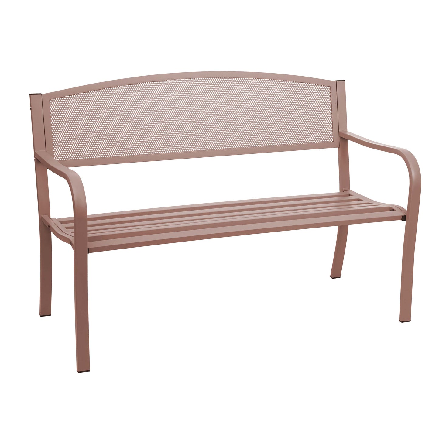 Tuinbank MCW-F52, parkbank, 2-zits gepoedercoat staal ~ bruin