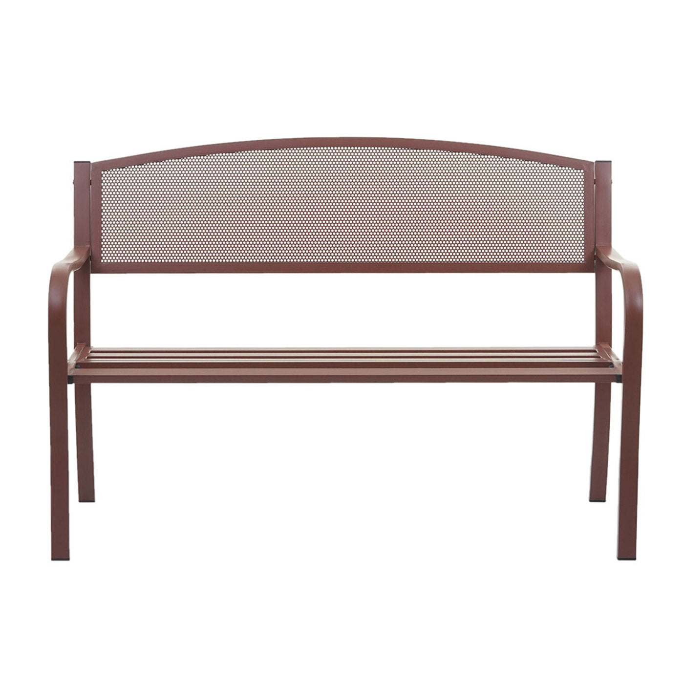 Tuinbank MCW-F52, parkbank, 2-zits gepoedercoat staal ~ bruin
