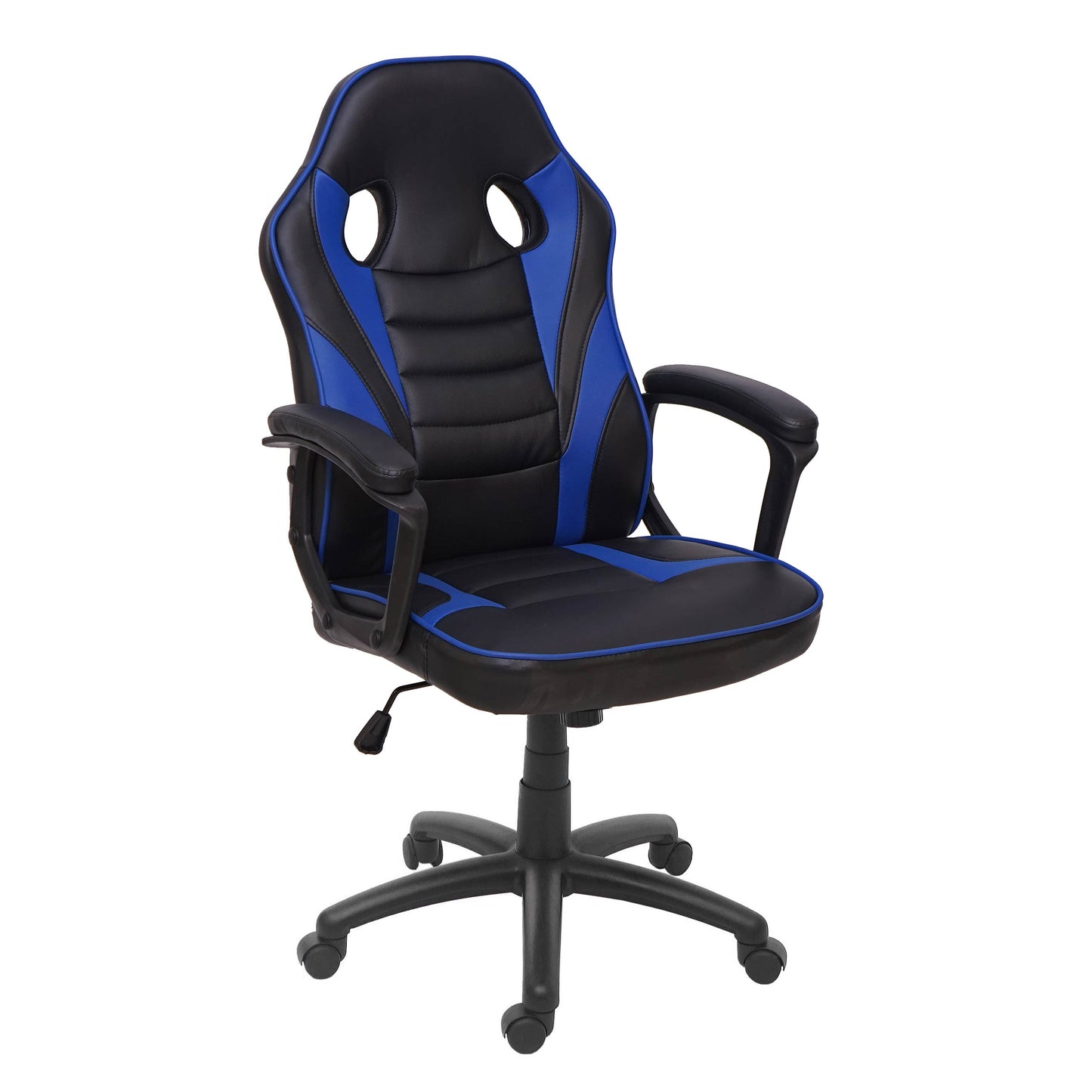 Bureaustoel MCW-F59, bureaustoel bureaustoel racestoel gamestoel, kunstleer ~ zwart/blauw