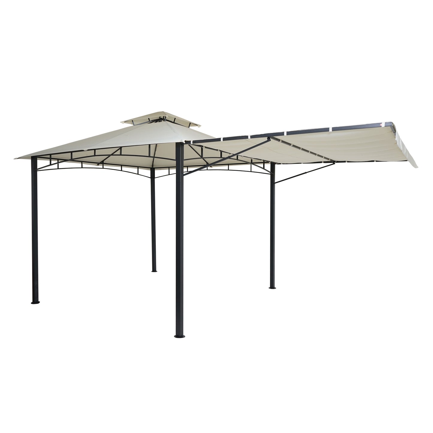Pergola MCW-F94, tuinpaviljoen, stalen beweegbare zijwand 2,5x2,5m ~ crème-beige