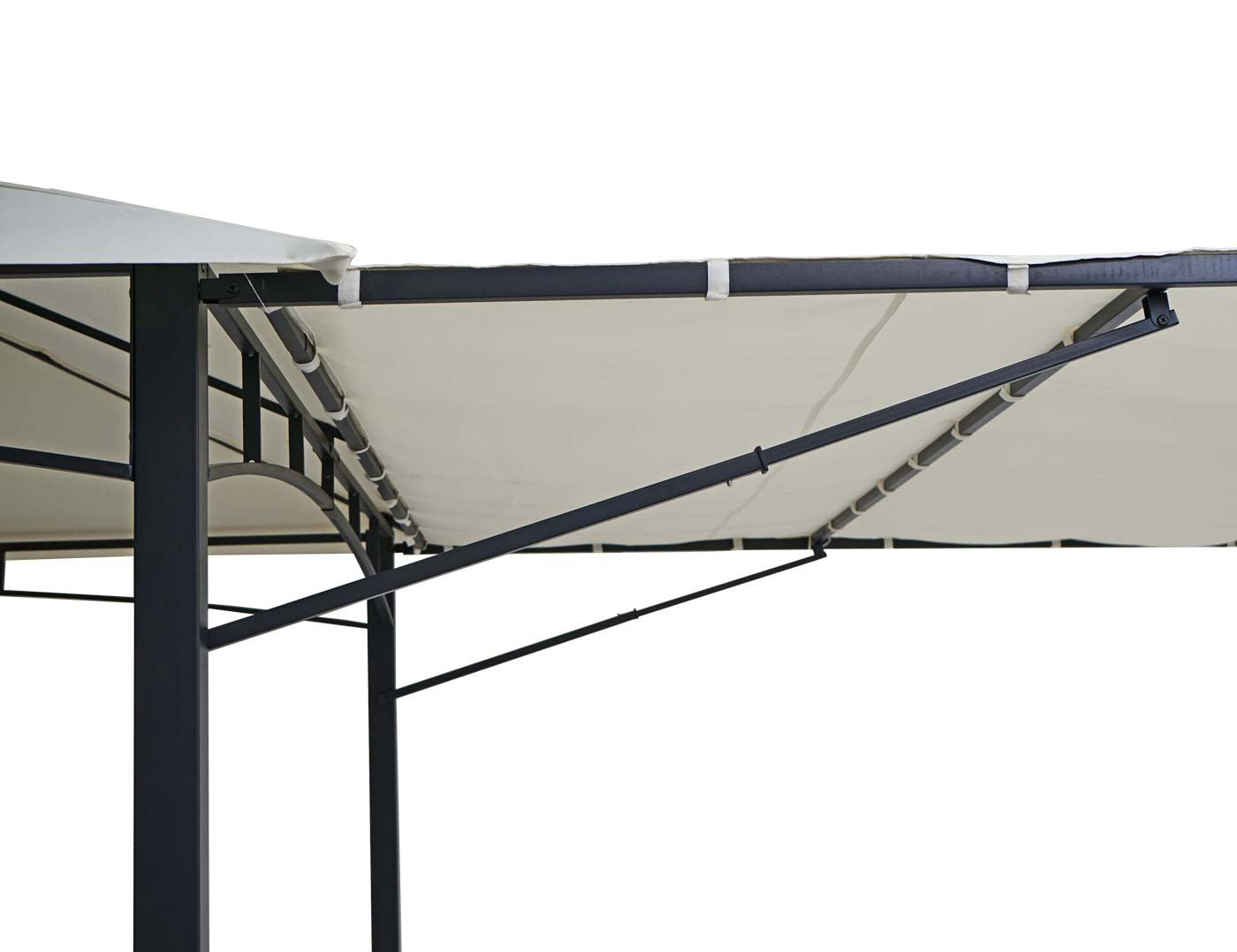 Pergola MCW-F94, tuinpaviljoen, stalen beweegbare zijwand 2,5x2,5m ~ crème-beige