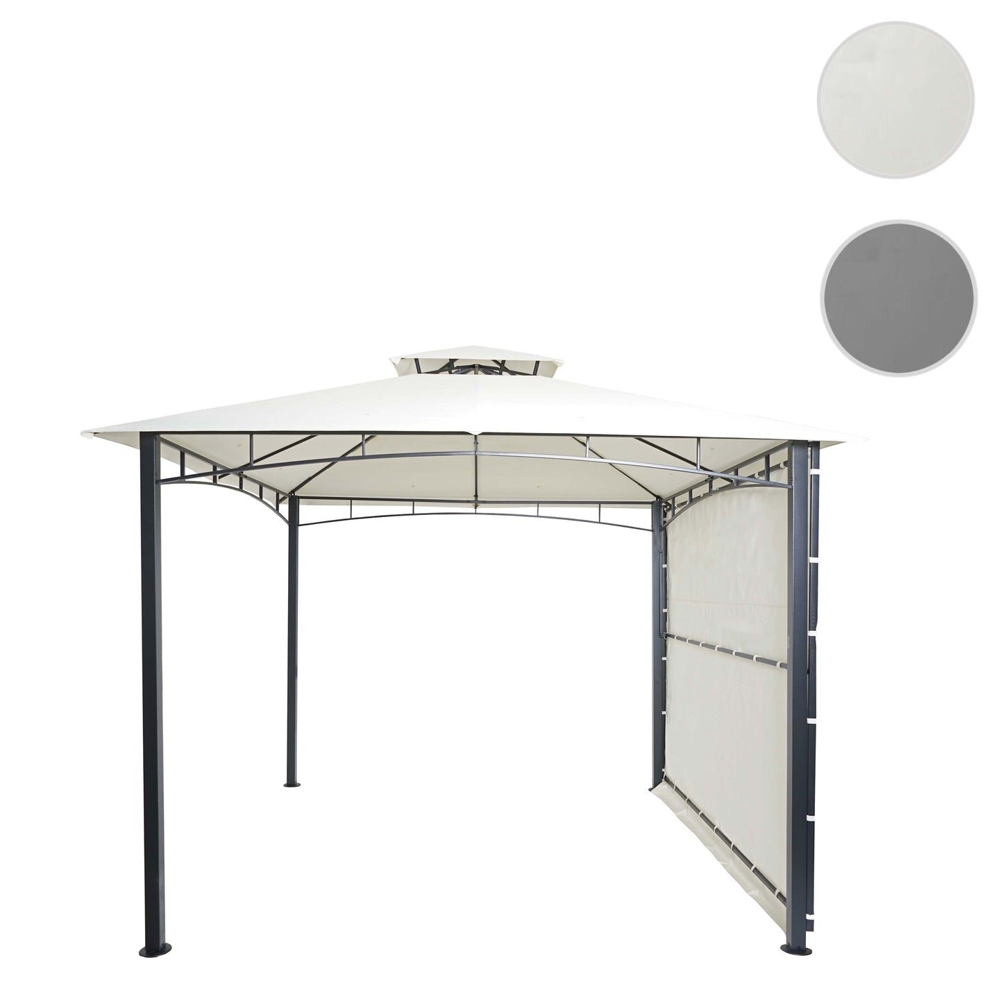Pergola MCW-F94, tuinpaviljoen, stalen beweegbare zijwand 2,5x2,5m ~ crème-beige